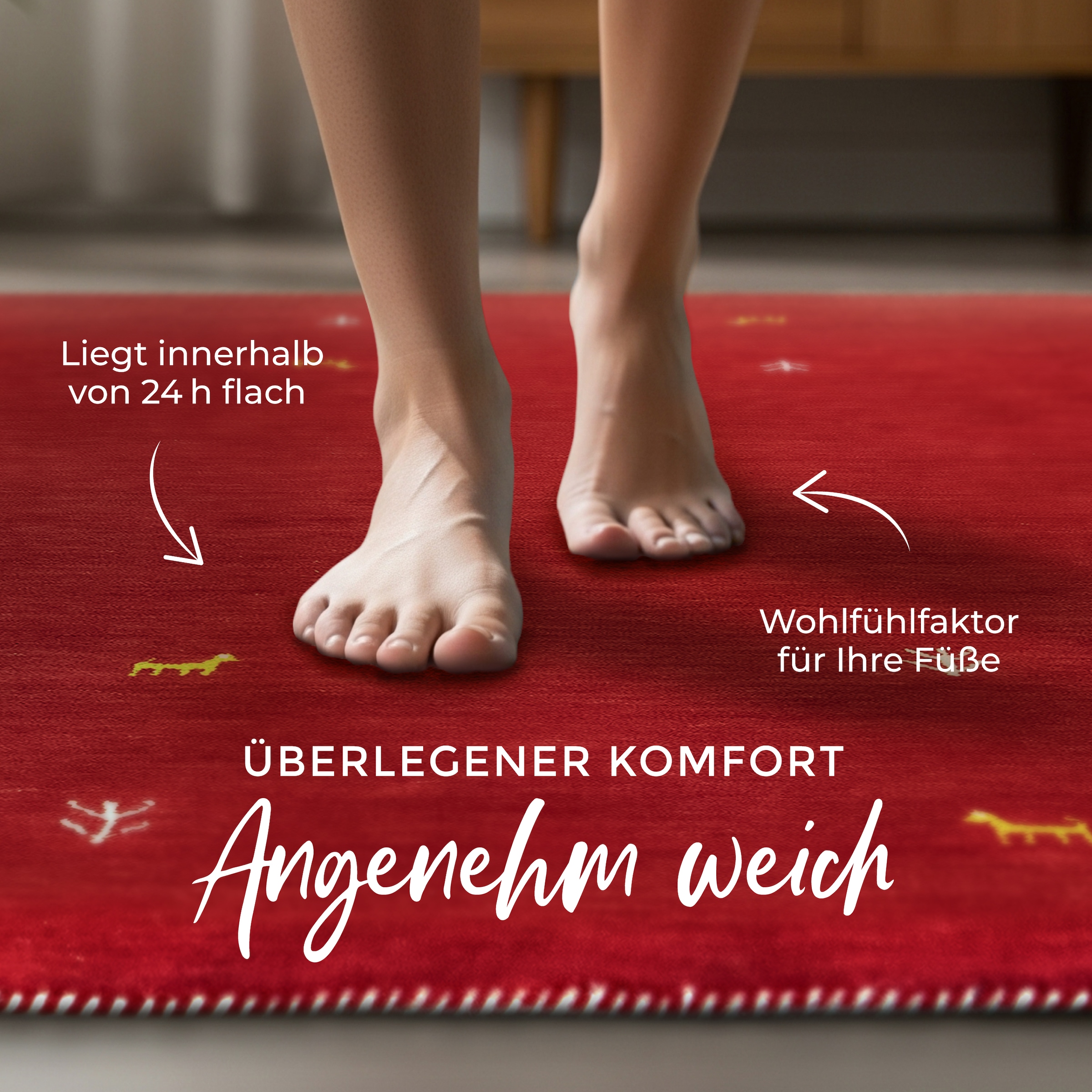 carpetfine Wollteppich »Gabbeh Uni,  auch als Läufer und Rund erhältlich« rechteckig 15 mm Höhe reine Wolle, handgewebt, Gabbeh Loom Tiermotiv, große Farbauswahl