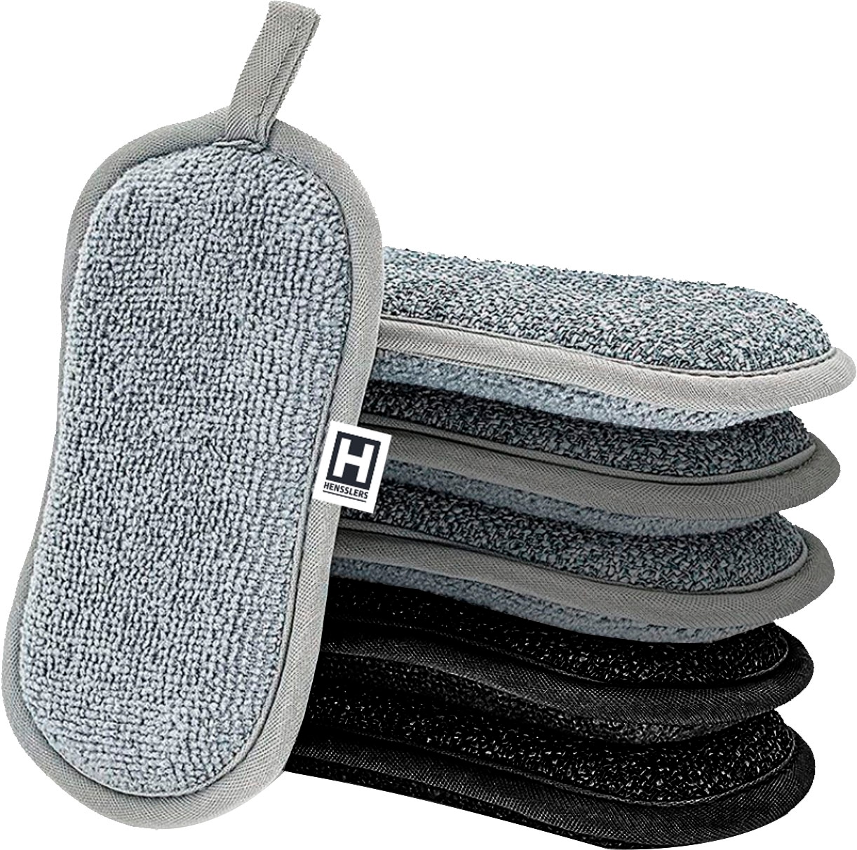 HENSSLERS Mikrofasertuch "2in1", Mikrofaser, 10 cmx16 cm, (6 St.), 2 unterschiedliche Mikrofaserseiten