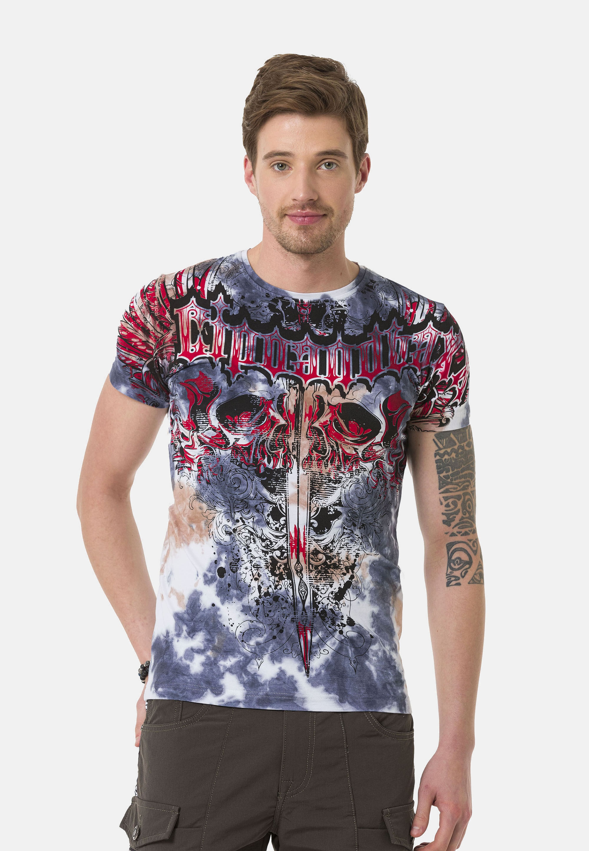 Cipo & Baxx T-Shirt "T-Shirt", im Batik-Look mit Print günstig online kaufen