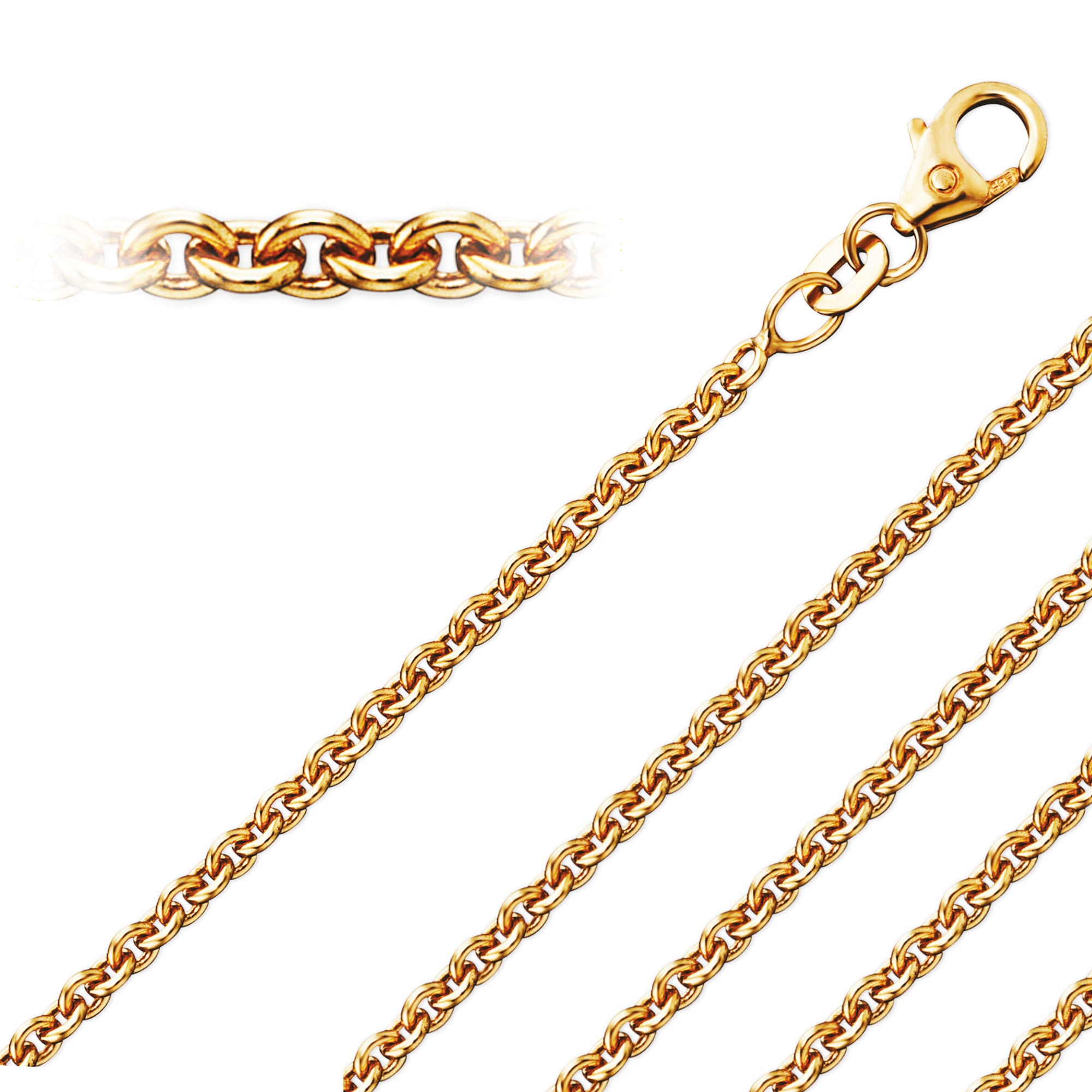 ONE ELEMENT Goldkette »Halsketten aus 585 Gelbgold Ø 2,40 mm«, Damen Gold Schmuck Rundankerkette