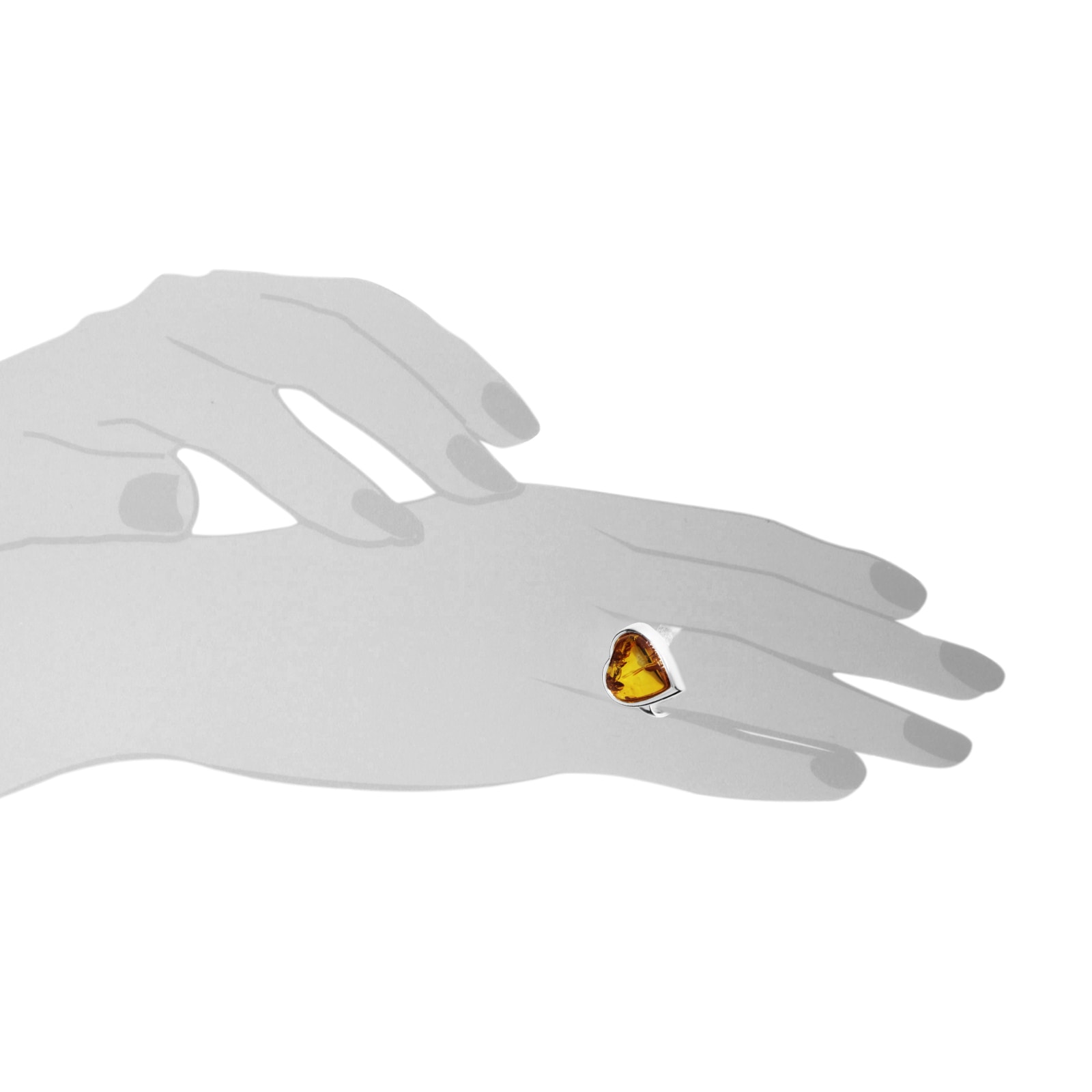 OSTSEE-SCHMUCK Fingerring »- Herz - Silber 925/000 - Bernstein«