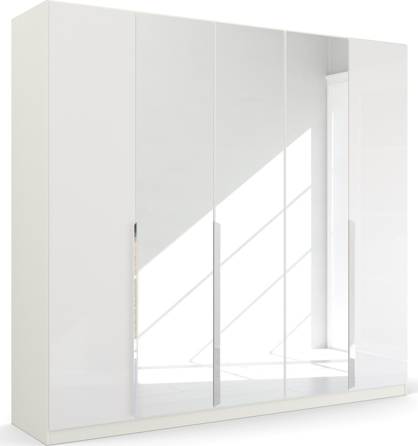 rauch Drehtürenschrank "Kleiderschrank Schrank Garderobe Ankleide GLAMOUR BY QUADRA SPIN" Breiten: 181/226/271 cm, Höhe 210 cm, mit Spiegel und Hochglanz-Front, Stangengriff MADE IN GERMANY