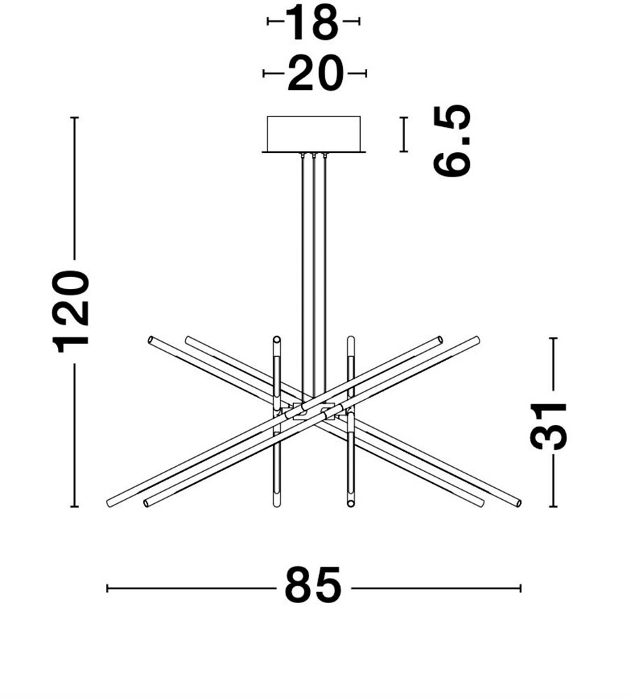 Nova Luce LED-Hängeleuchte »RACCIO«, 12 flammig, Leuchtmittel LED-Modul | LED fest integriert, Mit Leuchtmittel; Fernbedienung; Dimmbar