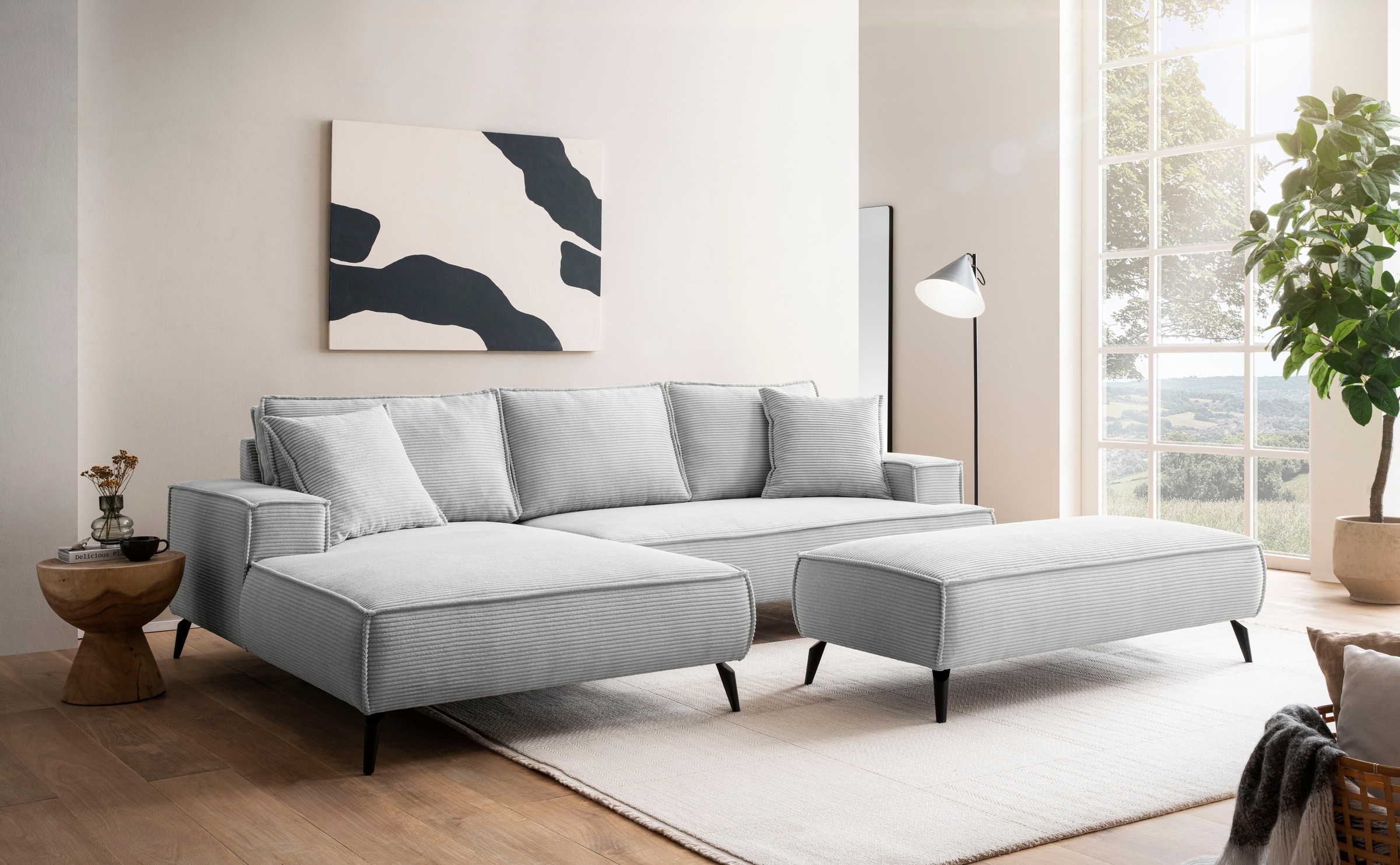 andas Sitzgruppe »TVINNU, Polsterecke L-Form, Schlaffunktion, mit Hocker«, (Set, 2 tlg.), stellbar zum Schlafsofa (Krokodilverbinder)