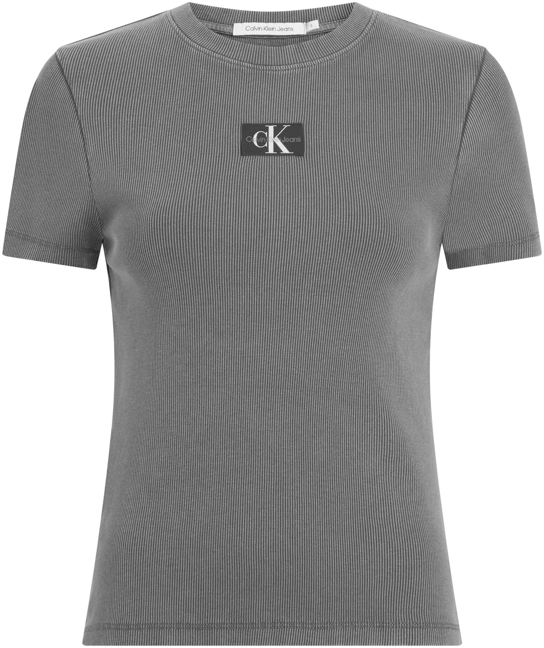 Calvin Klein Jeans T-Shirt »WASHED WOVEN LABEL RIB BABY TEE« mit Logopatch