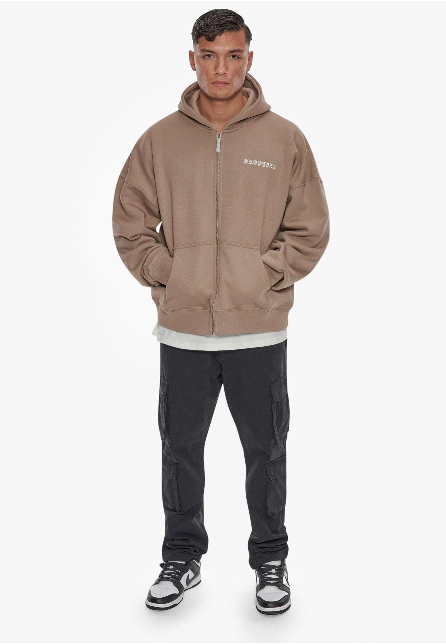 Dropsize Sweatjacke »Dropsize Herren Heavy Oversize Logo Zip Hoodie«
