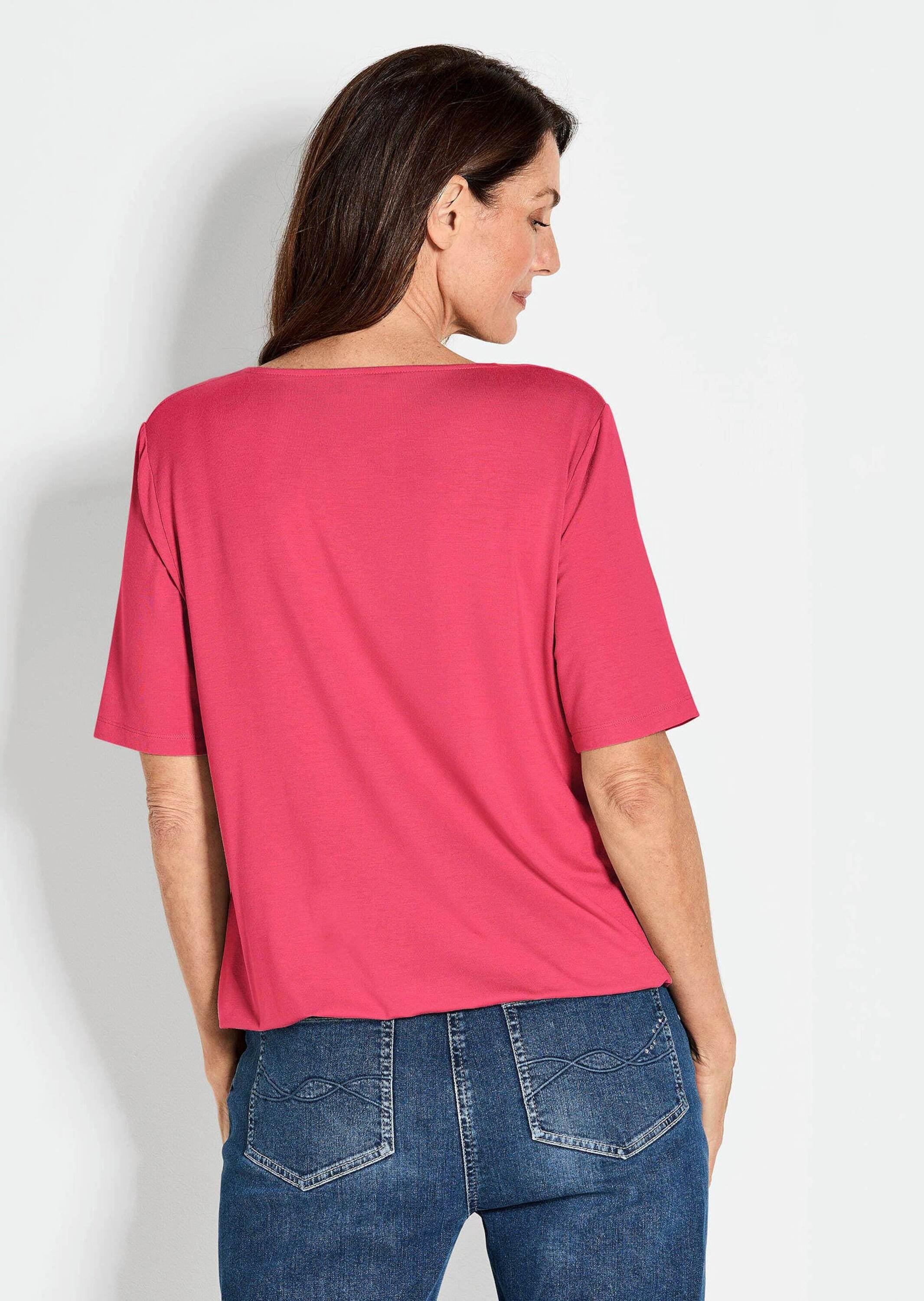 GOLDNER Kurzarmshirt »Blusenshirt mit Wasserfallausschnitt« Wasserfallausschnitt