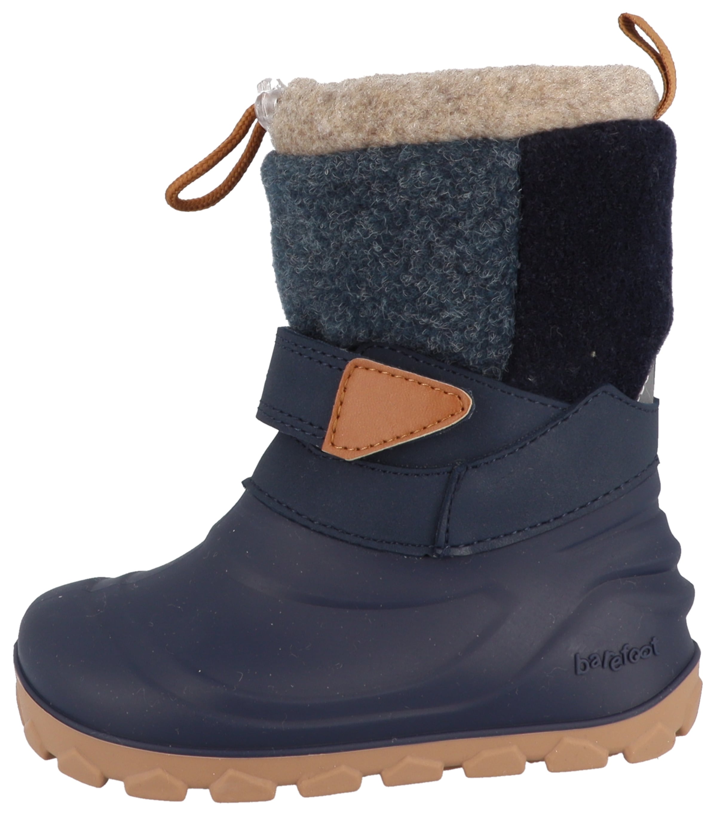 LURCHI Jungen Barfußschuh "Jan 1 Barefoot", Gr. 26, blau, Lederimitat, Synthetik, Textil, Schuhe, Winterboots, mit Kontrastbesatz, Größenschablone