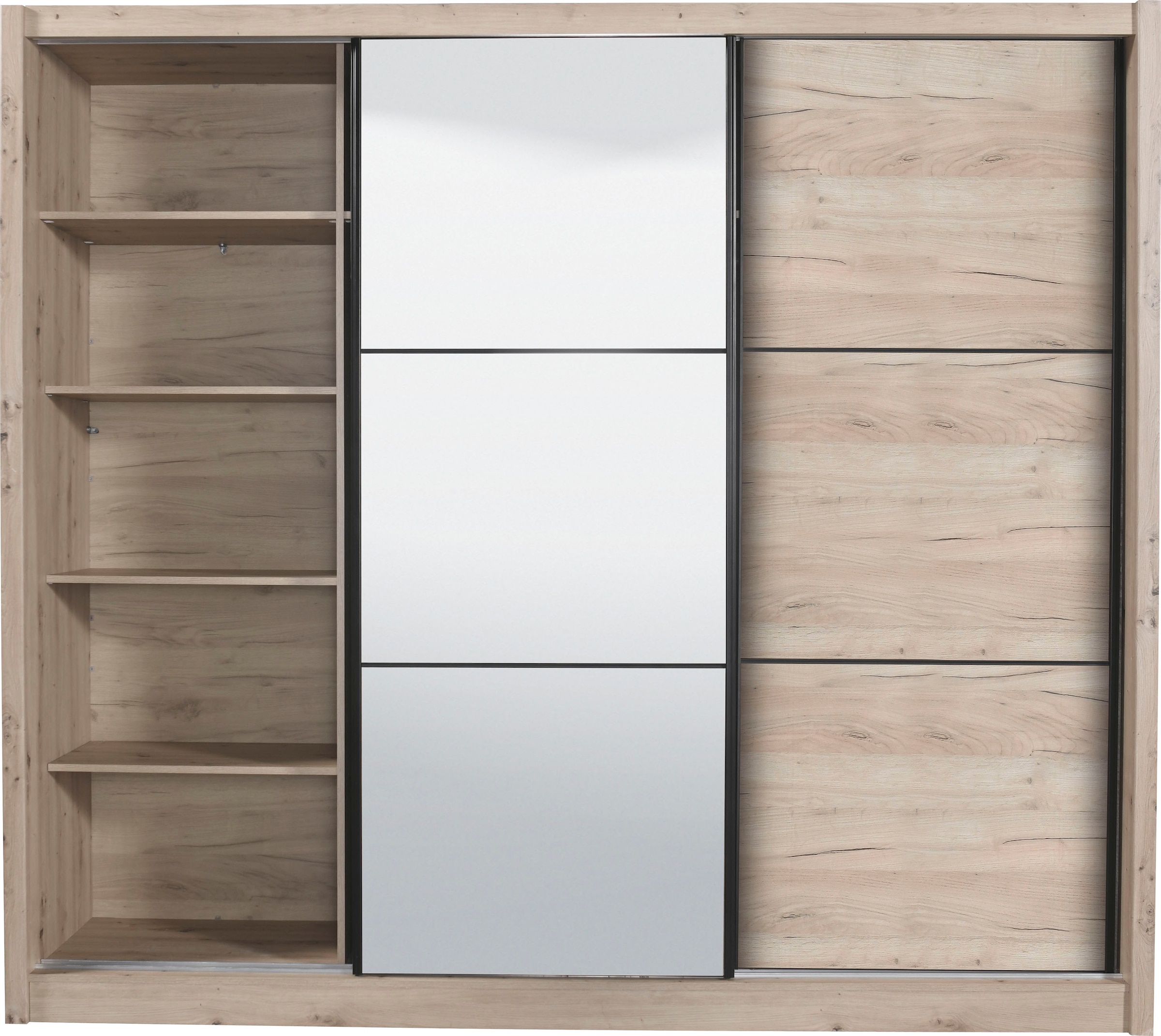 INOSIGN Schwebetürenschrank »Navara Kleiderschrank mit Spiegel Wäscheschrank Garderobe«, mit großzügiger Innenausstattung, FSC®-zertifiziert, in 3 Breiten