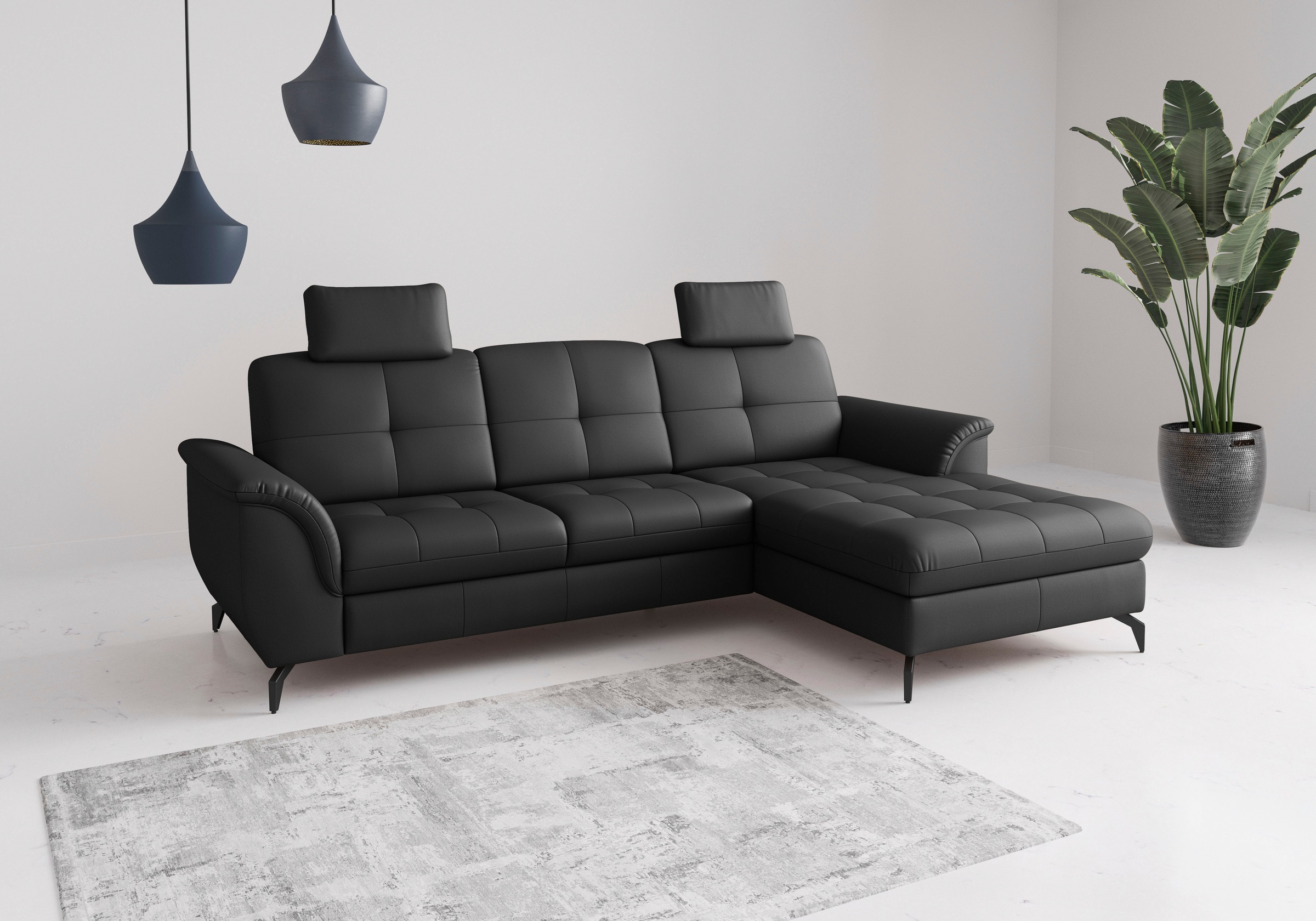 SIT & MORE Zora Corner Sofa Black 8