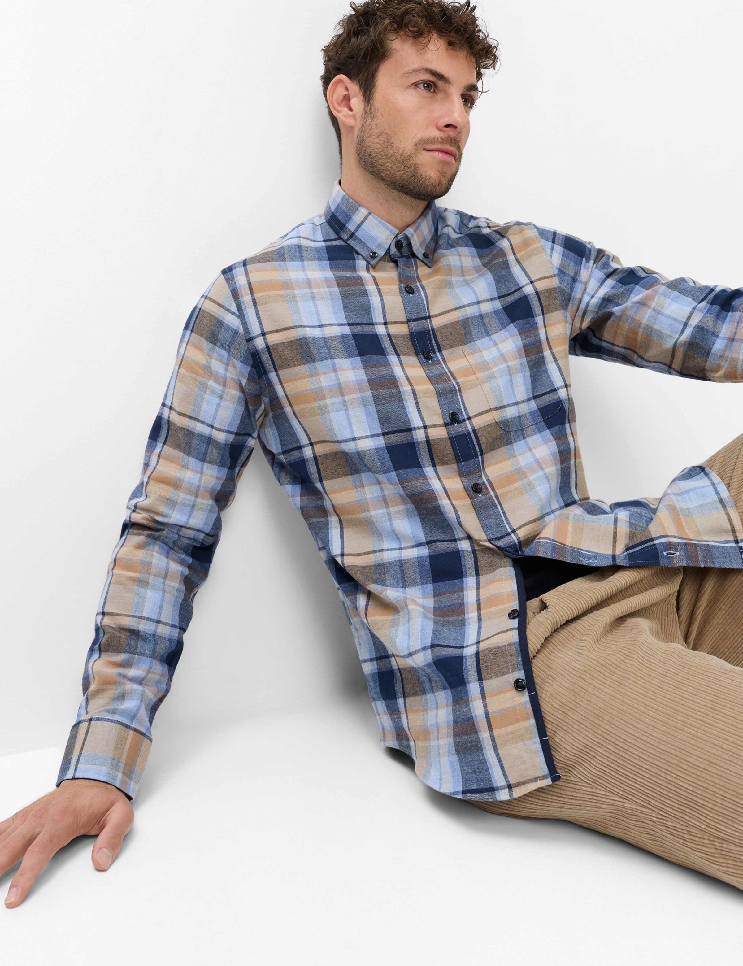 Brax Langarmhemd »Style DANIEL« Karo: Flanellhemd im Lyocellmix