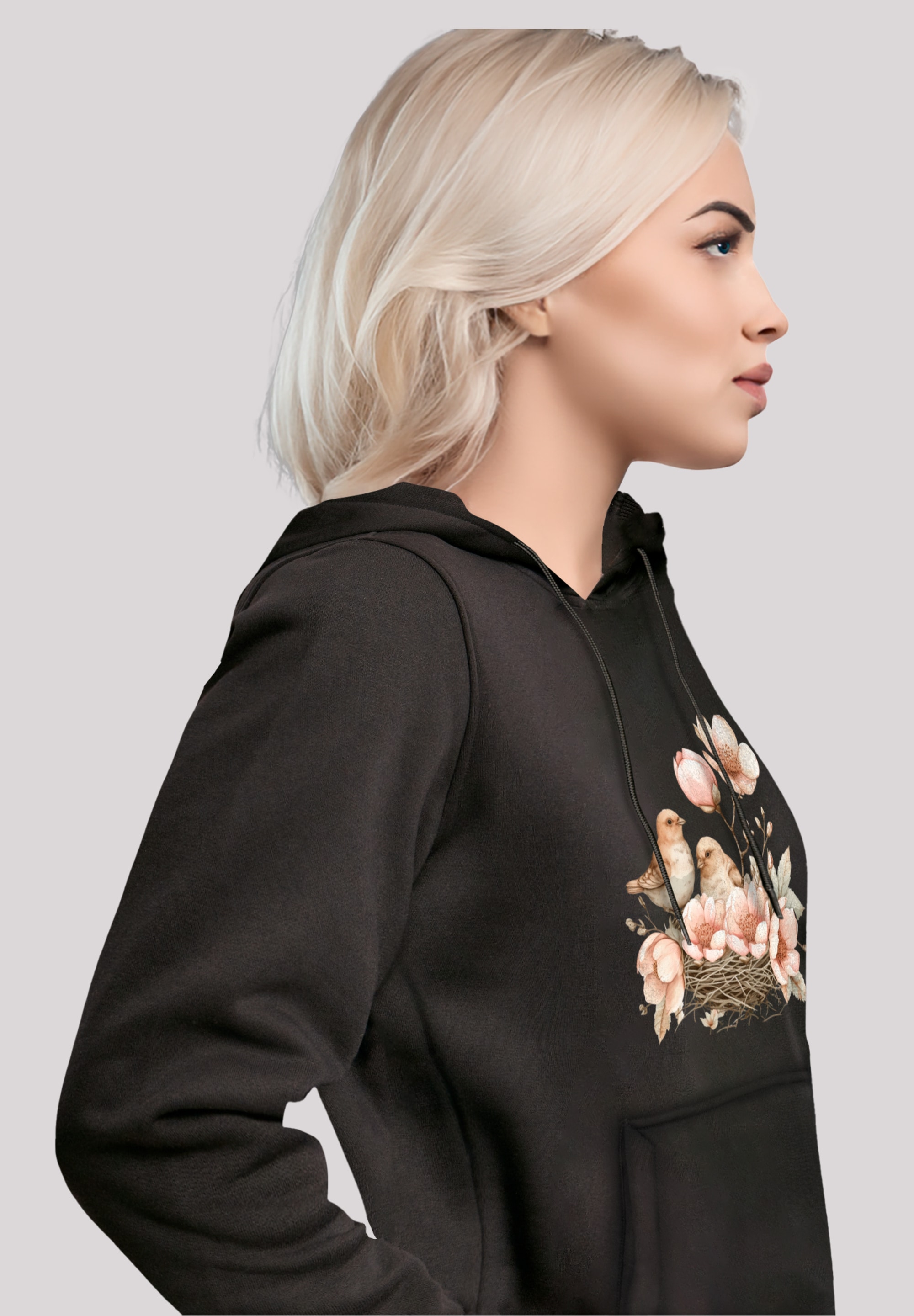 F4NT4STIC Kapuzenpullover »Vogelnest Blumen«, Premium Qualität