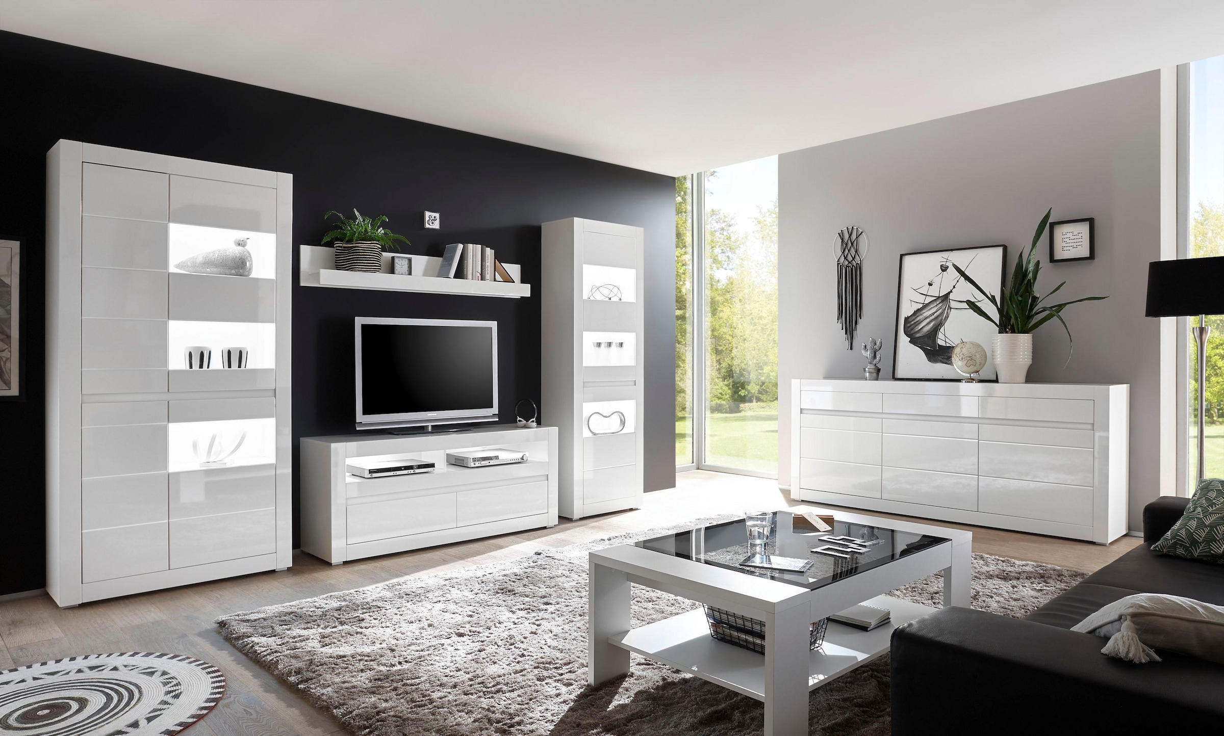 INOSIGN Sideboard »Carat«, Breite 217 cm, wird mit zwei Leisten angeliefert, 1 x grau, 1 x weiss