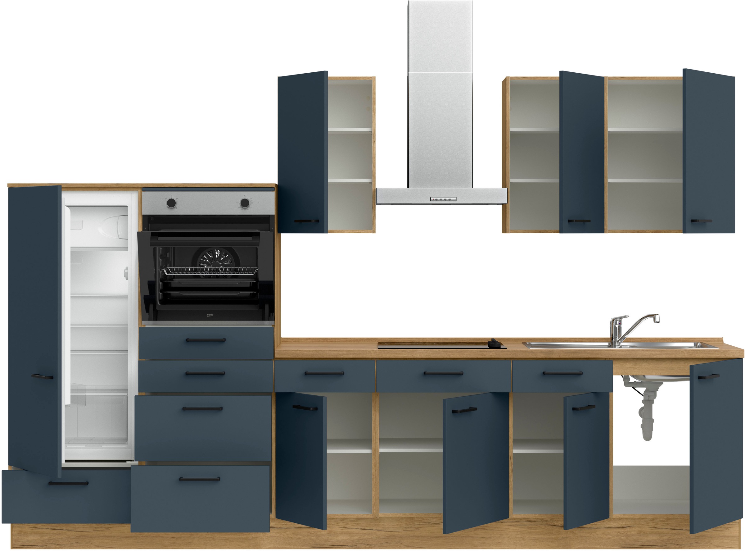 nobilia® Küchenzeile »"Easytouch I"«, vormontiert, Ausrichtung wählbar, Breite 330 cm, wahlw. mit E-Geräten