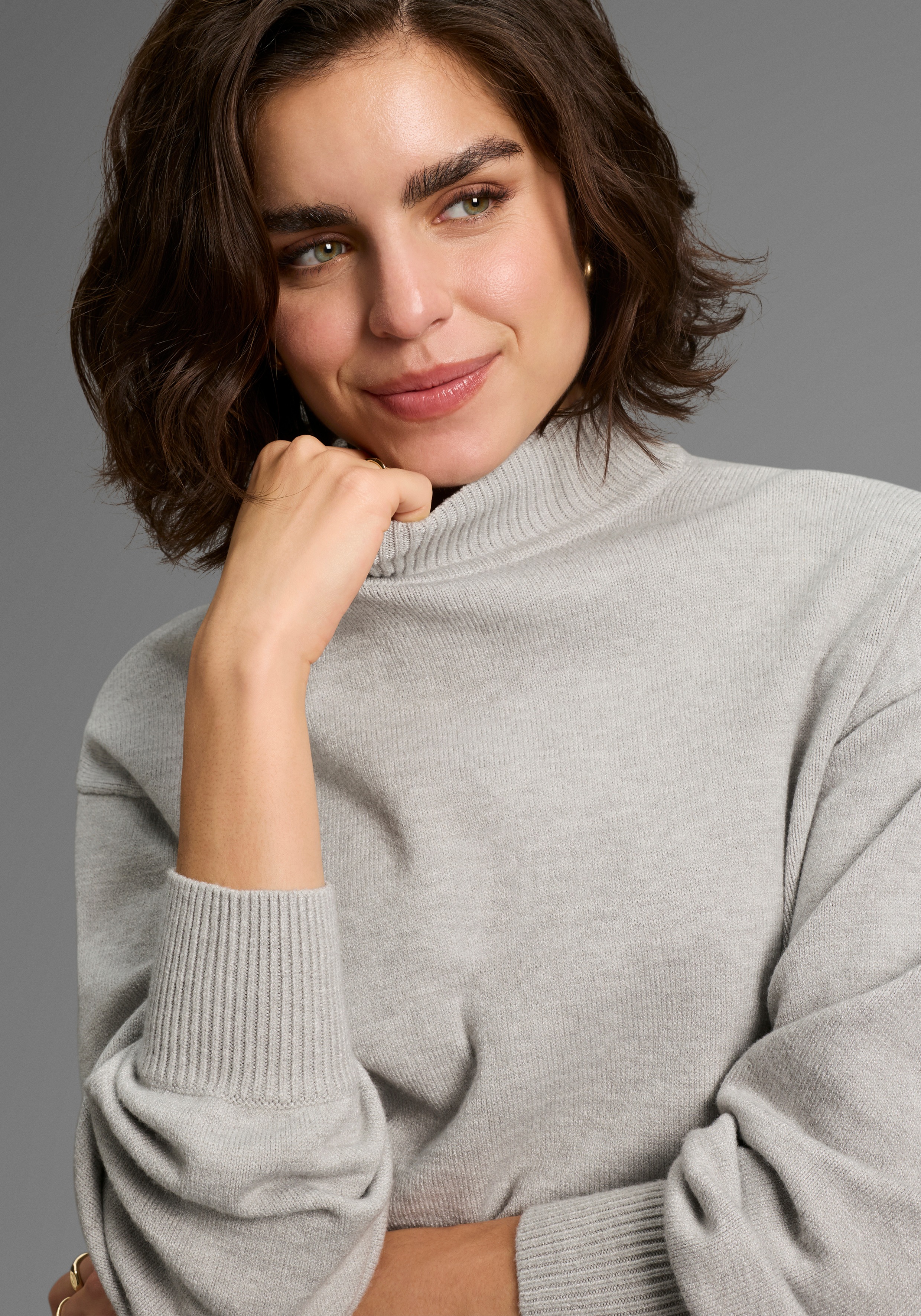 Thumbnail - Laura Scott Strickpullover, kuscheliger Winterstrick im Basic Shape mit Stehkragen