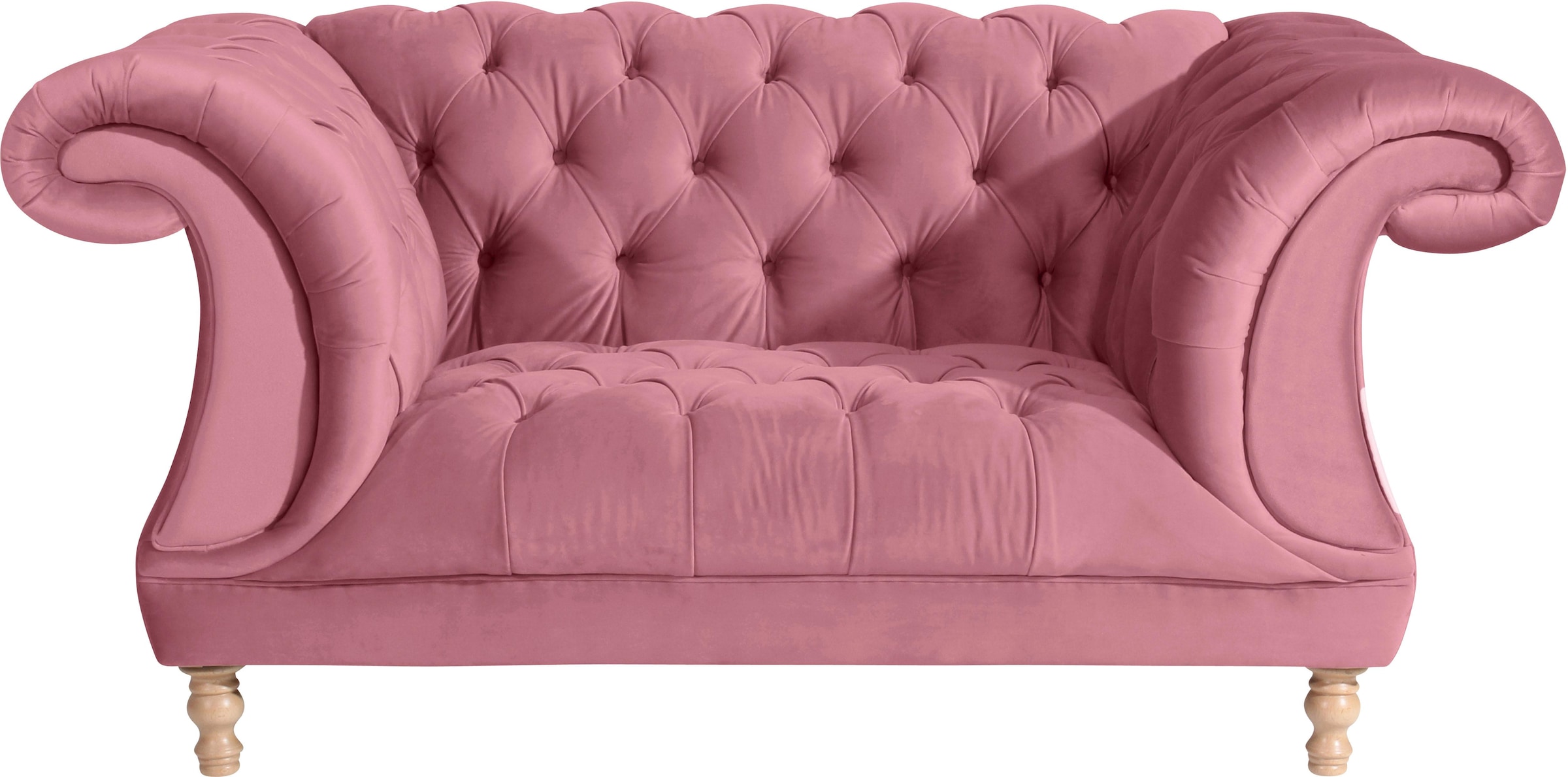 Max Winzer Loveseat "Isabelle, Loungesessel", mit Knopfheftung & gedrechselten Füßen in Buche natur, Breite 167 cm