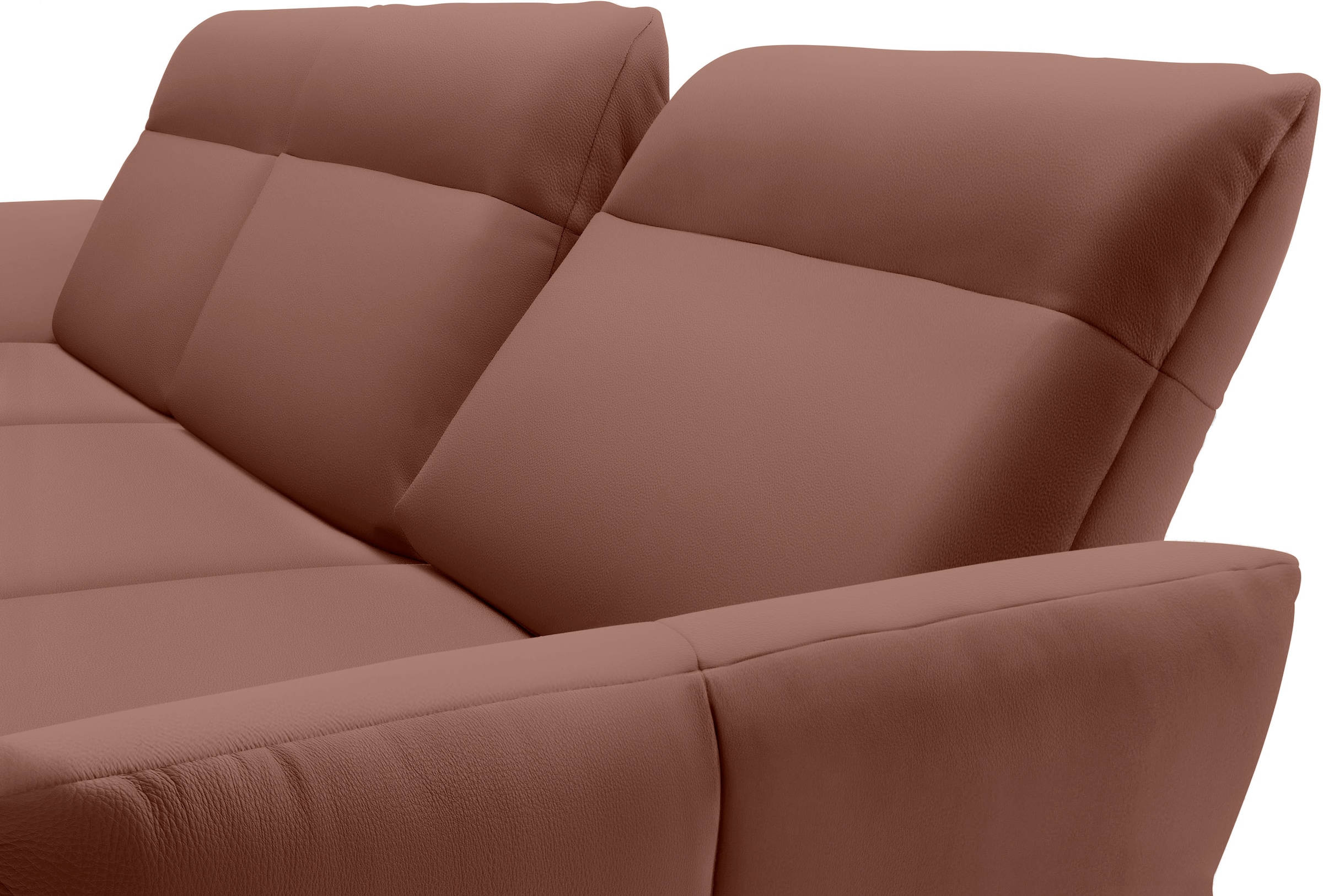 Creation BY ROLF BENZ Ecksofa »CR.460«, Sockel in Nussbaum, Winkelfüße in Umbragrau, Breite 338 cm