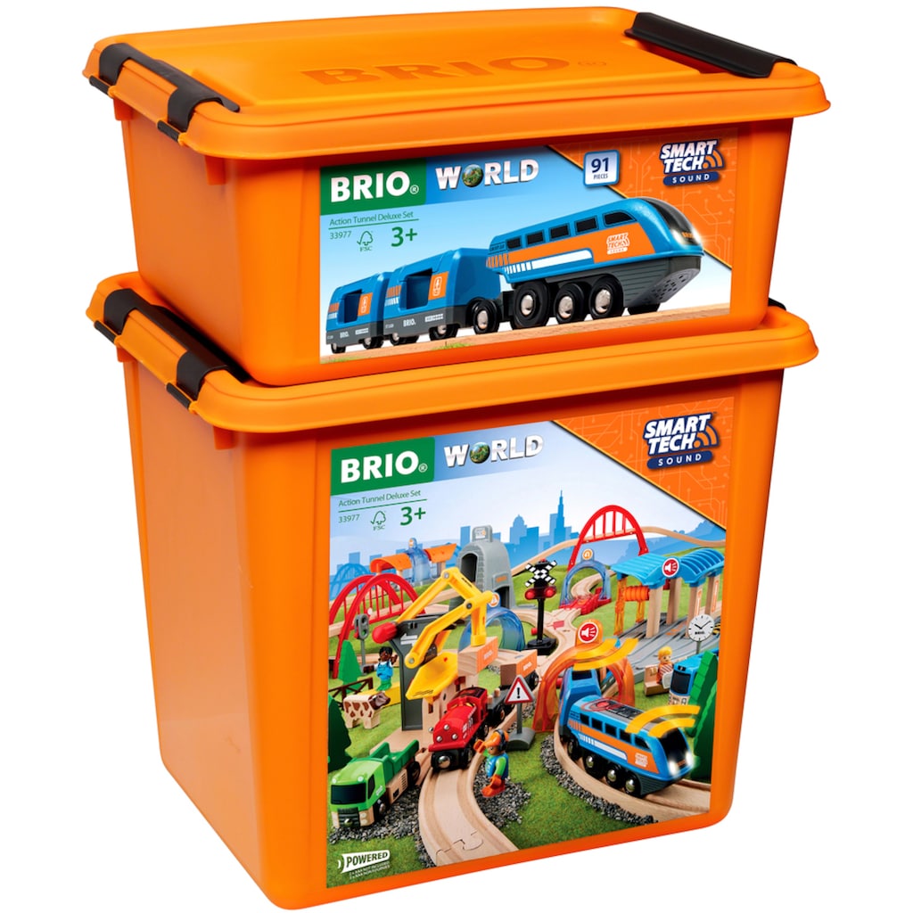 BRIO® Spielzeug-Eisenbahn »BRIO® WORLD, Smart Tech Sound Deluxe Set«, (Set, 91 tlg.), mit Soundeffekten, app-fähig; FSC® - schützt Wald - weltweit