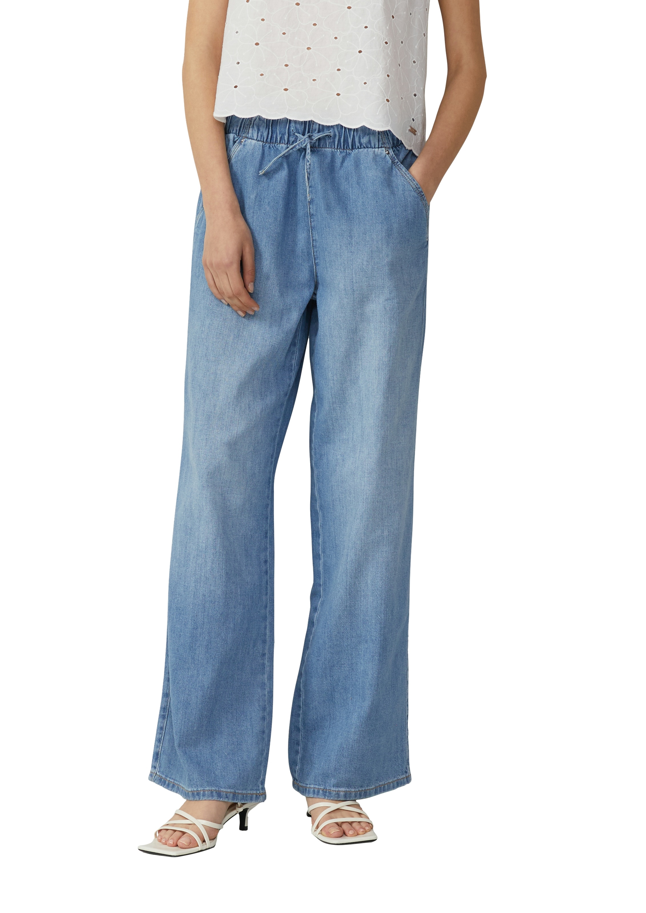 QS Weite Jeans, mit elastischem Bund und Kordelzug günstig online kaufen