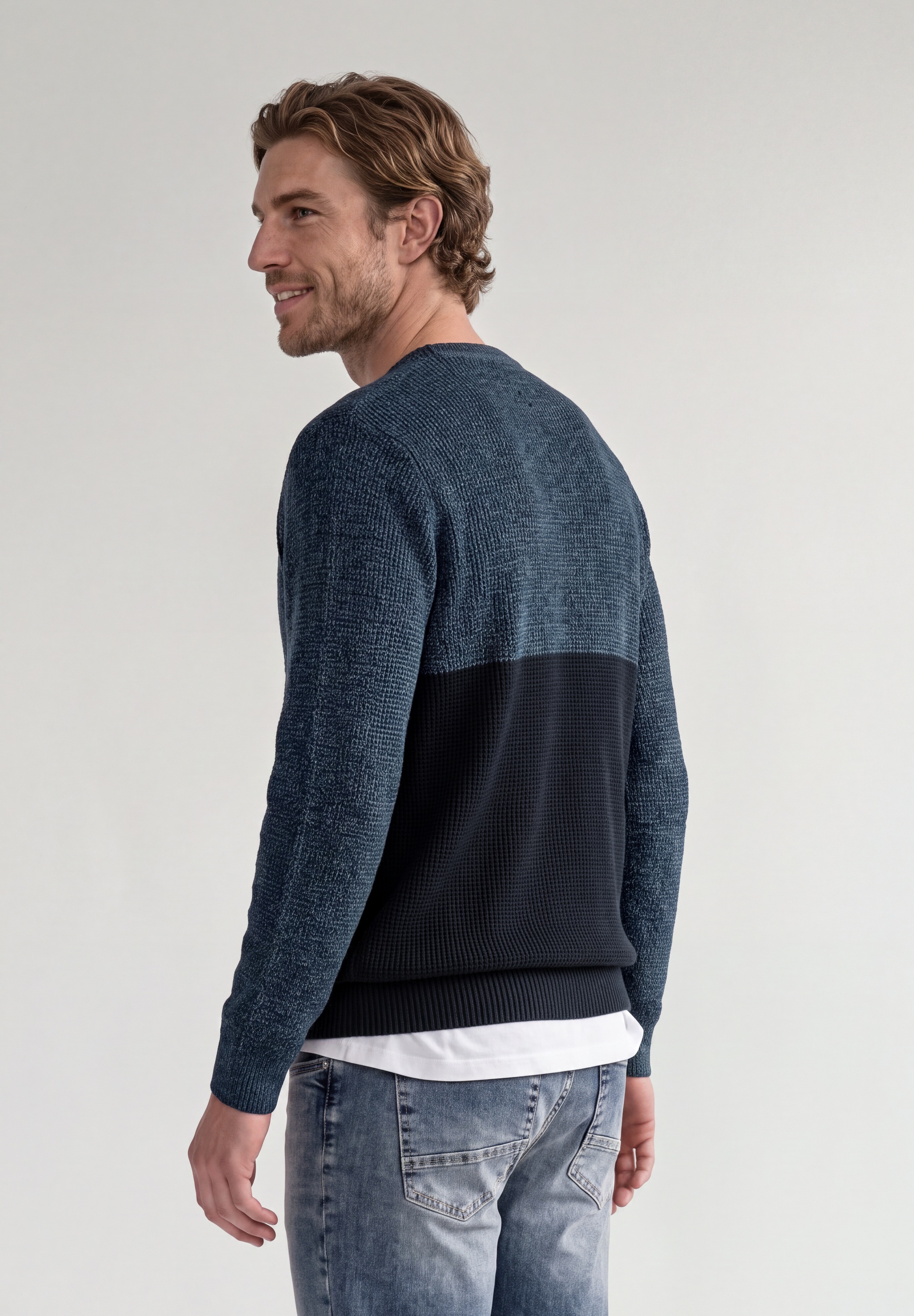 STREET ONE MEN Strickpullover aus reiner Baumwolle