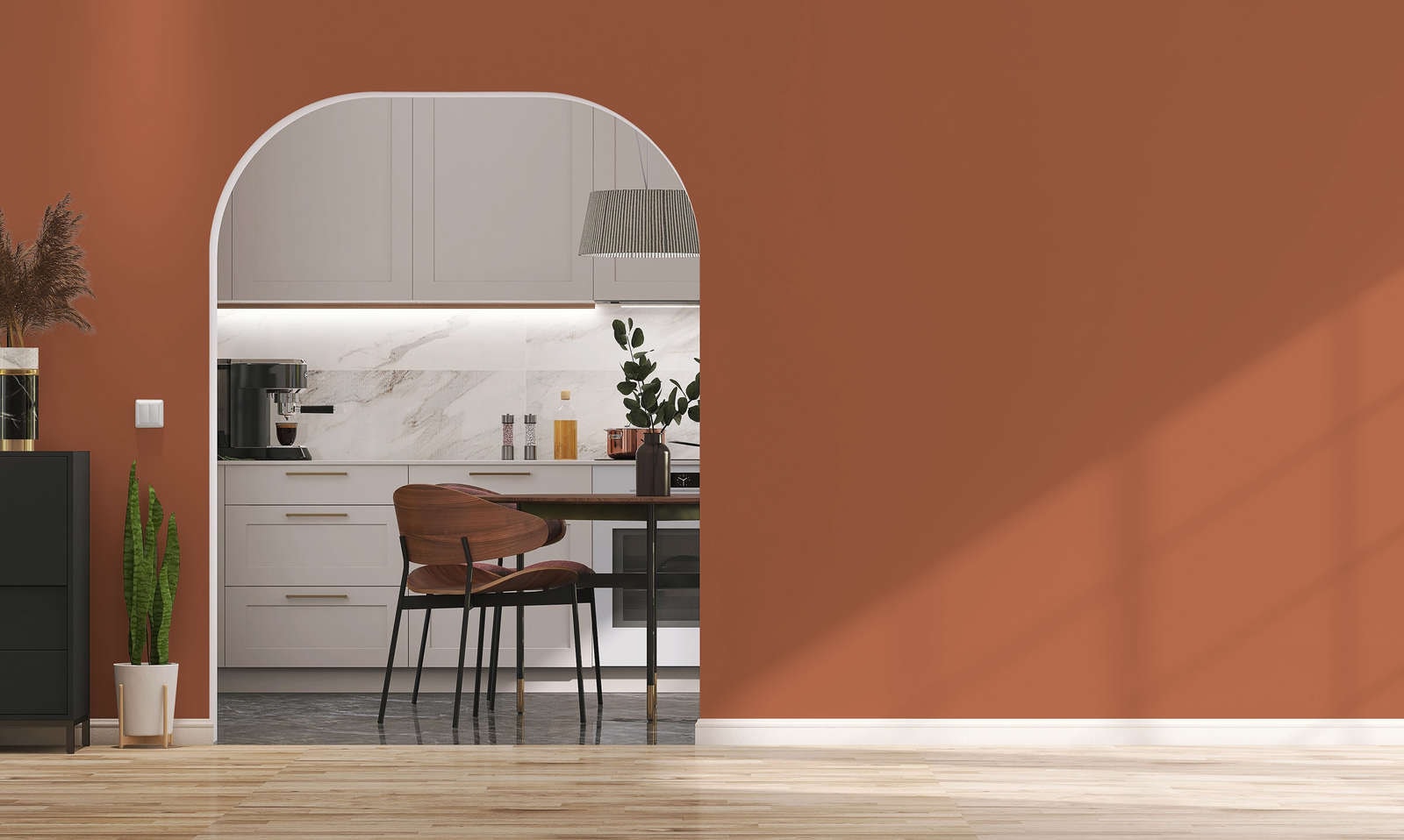 A.S. Création Wandfarbe »Premium Innenwandfarbe PURO Tuchmatt dusty orange« ideal für Wohnzimmer, Schlafzimmer, Flur und Küche, Farbwelt Orange