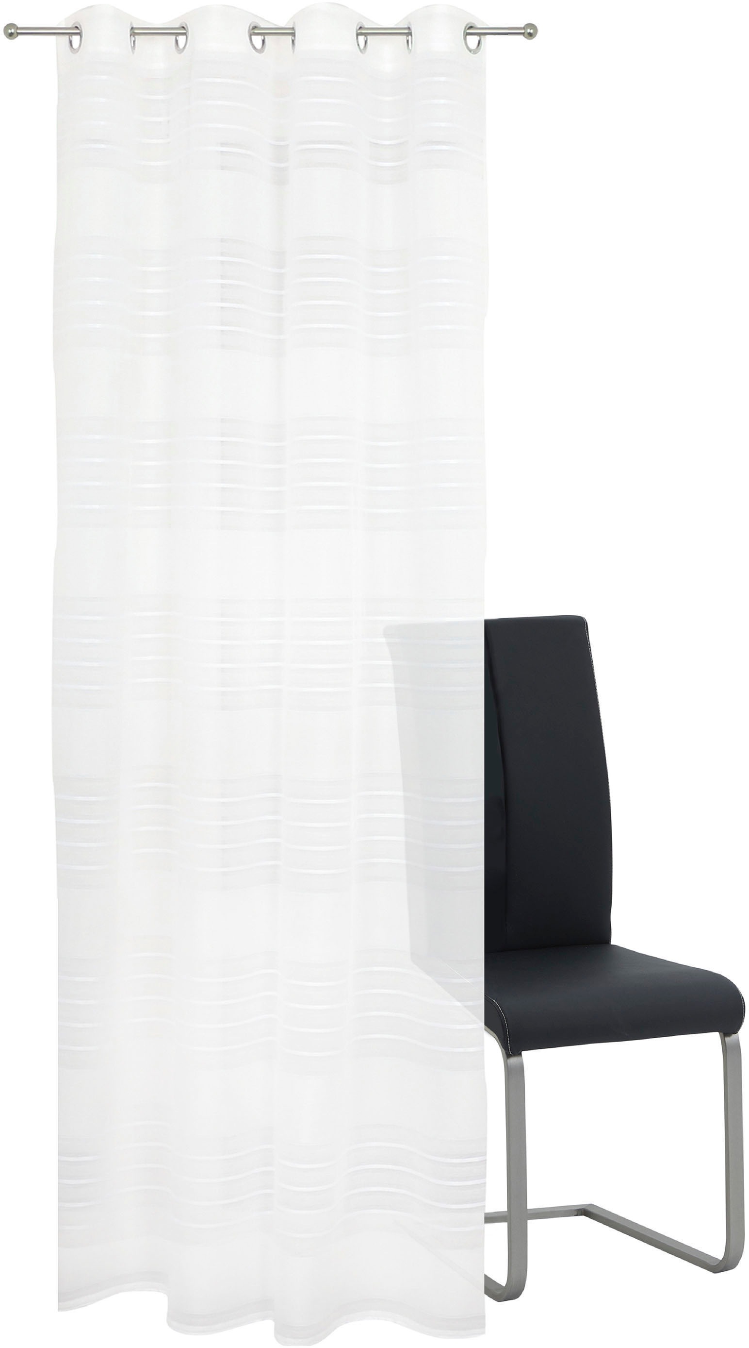 decolife Gardine "Estelle" Ösen 1 Stk. tlg. Ösenschal mit Blockstreifen wei günstig online kaufen