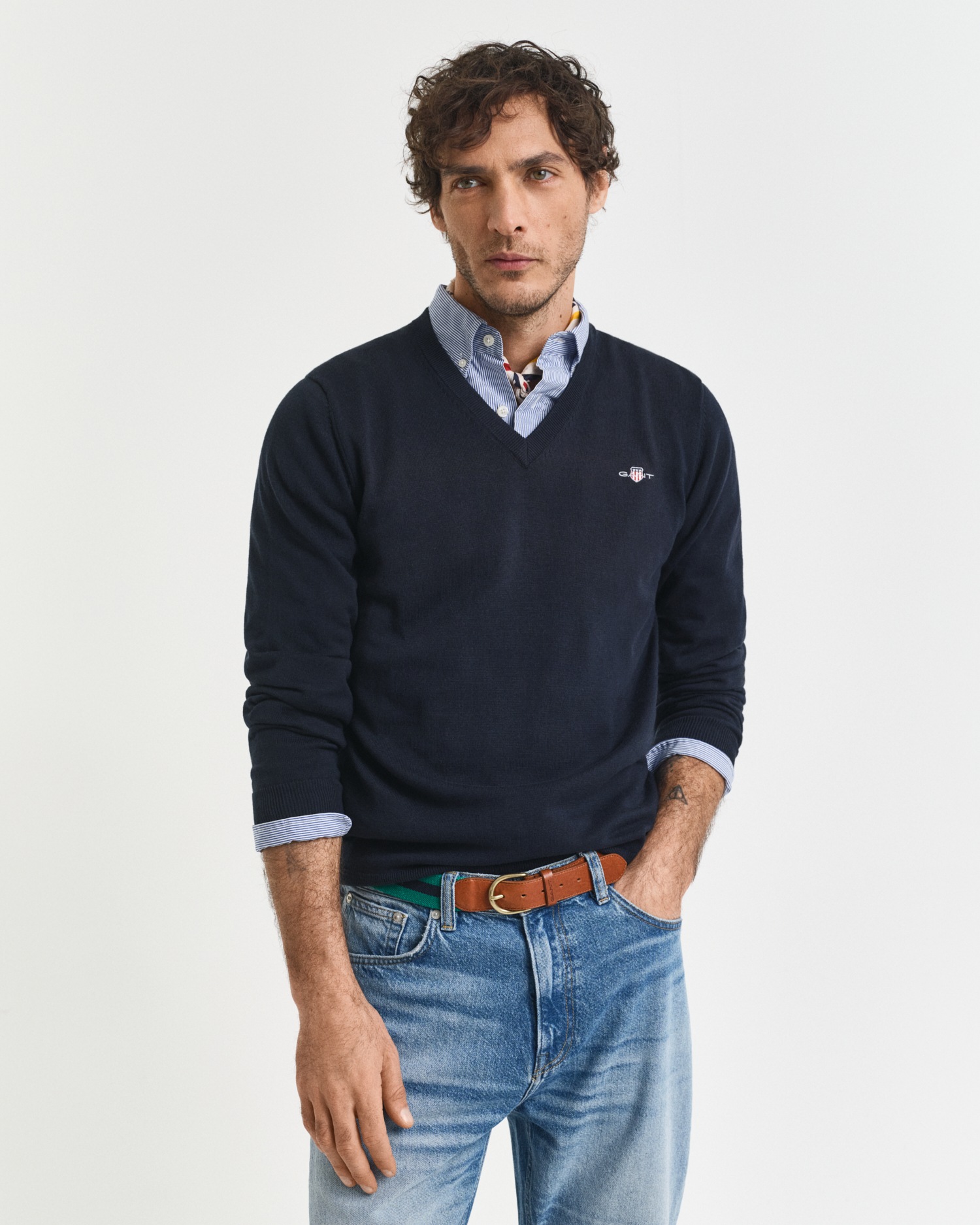 Gant V-Ausschnitt-Pullover "Classic Cotton V-Neck", Premium Strickjersey au günstig online kaufen