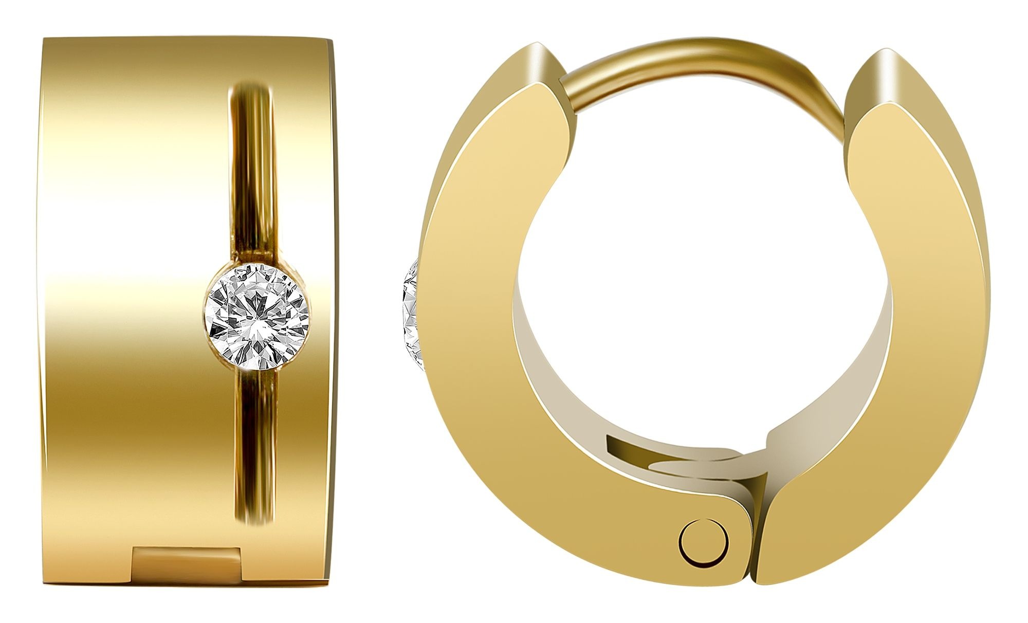 Adelia´s Klappcreolen "Ohrringe – Klappcreole aus Edelstahl mit Strass Steinchen" Perfekt als Geschenk für besondere Menschen