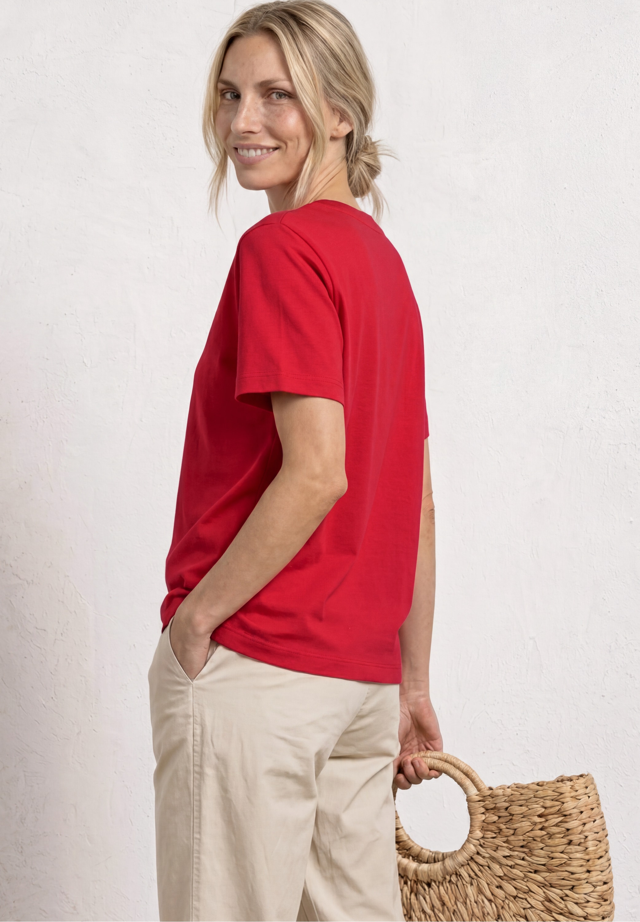 STREET ONE Kurzarmshirt Sommershirt im verkürzten Schnitt