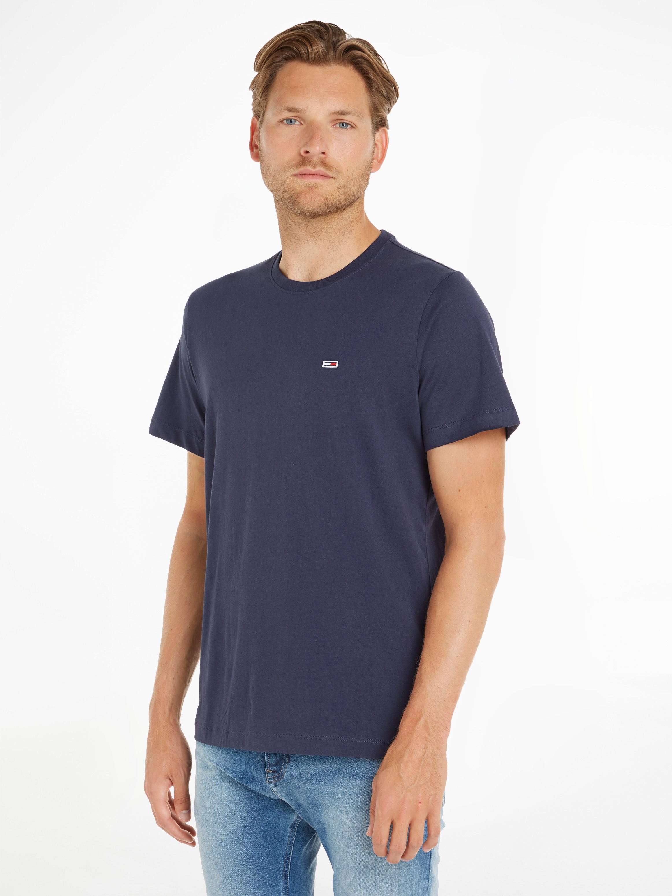 JERSEY Logostickerei ▷ T-Shirt NECK«, | CLASSIC Jeans C mit BAUR bestellen »TJM Tommy