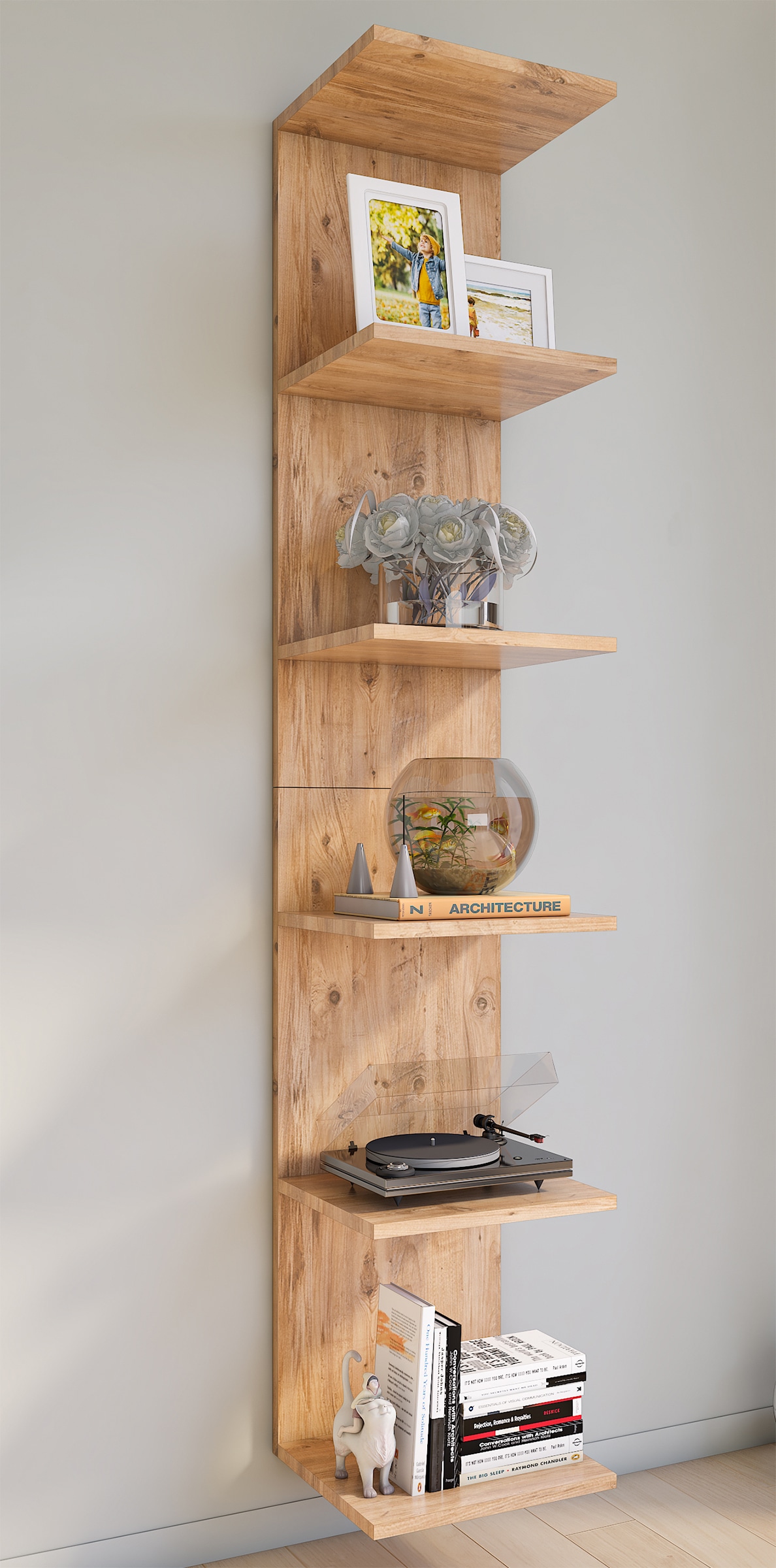 VCM Wandregal »VCM Holzregal hängend | platzsparendes Regal | Maße: H. 180 x B. 35 x T. 30 cm | Elegantes Regal hängend | Aufbewahrungsregal | Bücherregal | Wandboard - Lazas«