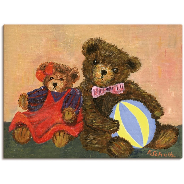 Artland Wandbild »Bären mit Ball«, Spielzeuge, (1 St.), als Alubild,  Leinwandbild, Wandaufkleber oder Poster in versch. Größen bestellen | BAUR