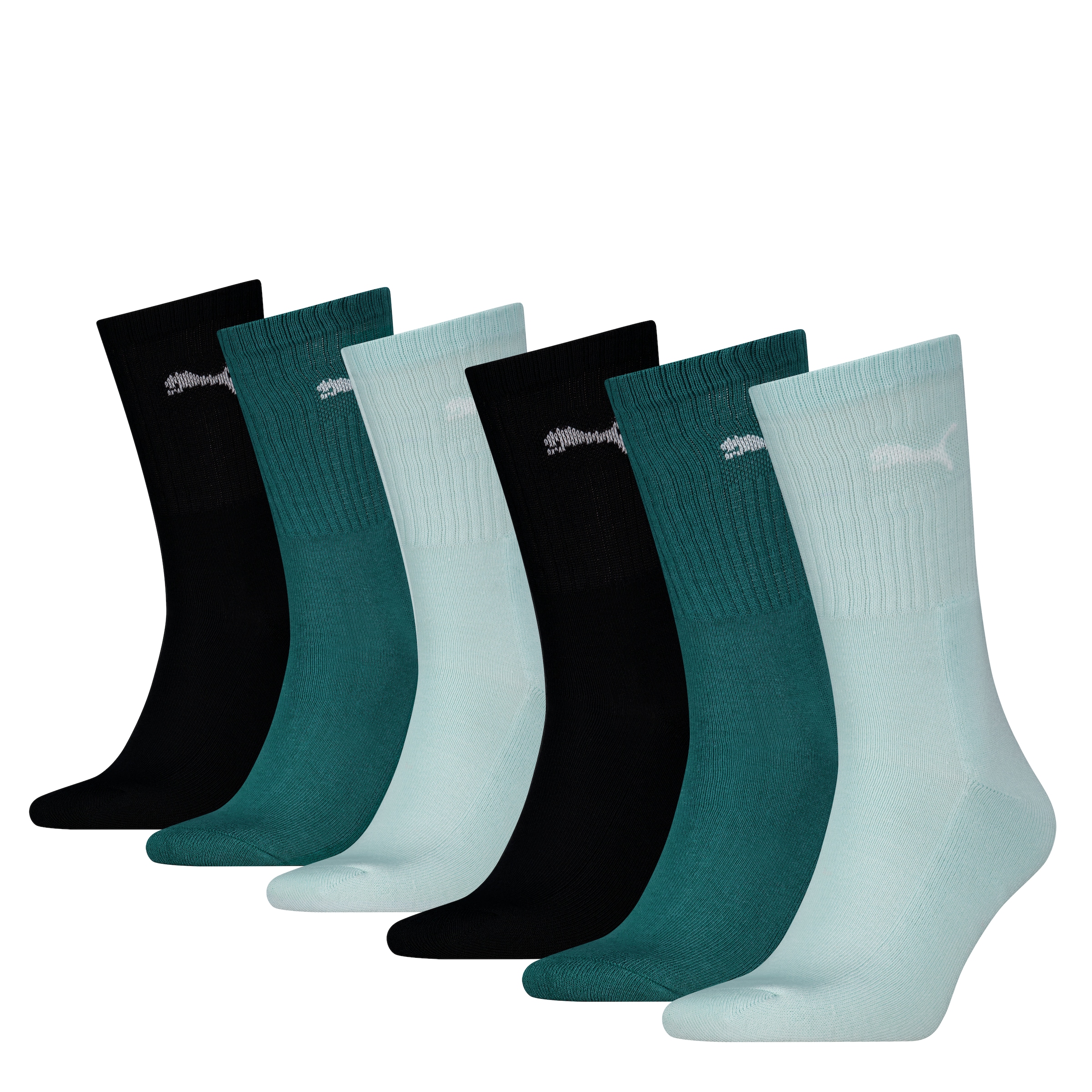 PUMA Socken »PUMA UNISEX CREW SOCK 6P ECOM« 6 Paar,  Cat-Logo, Frottee-Sohle, Ripp-Bündchen