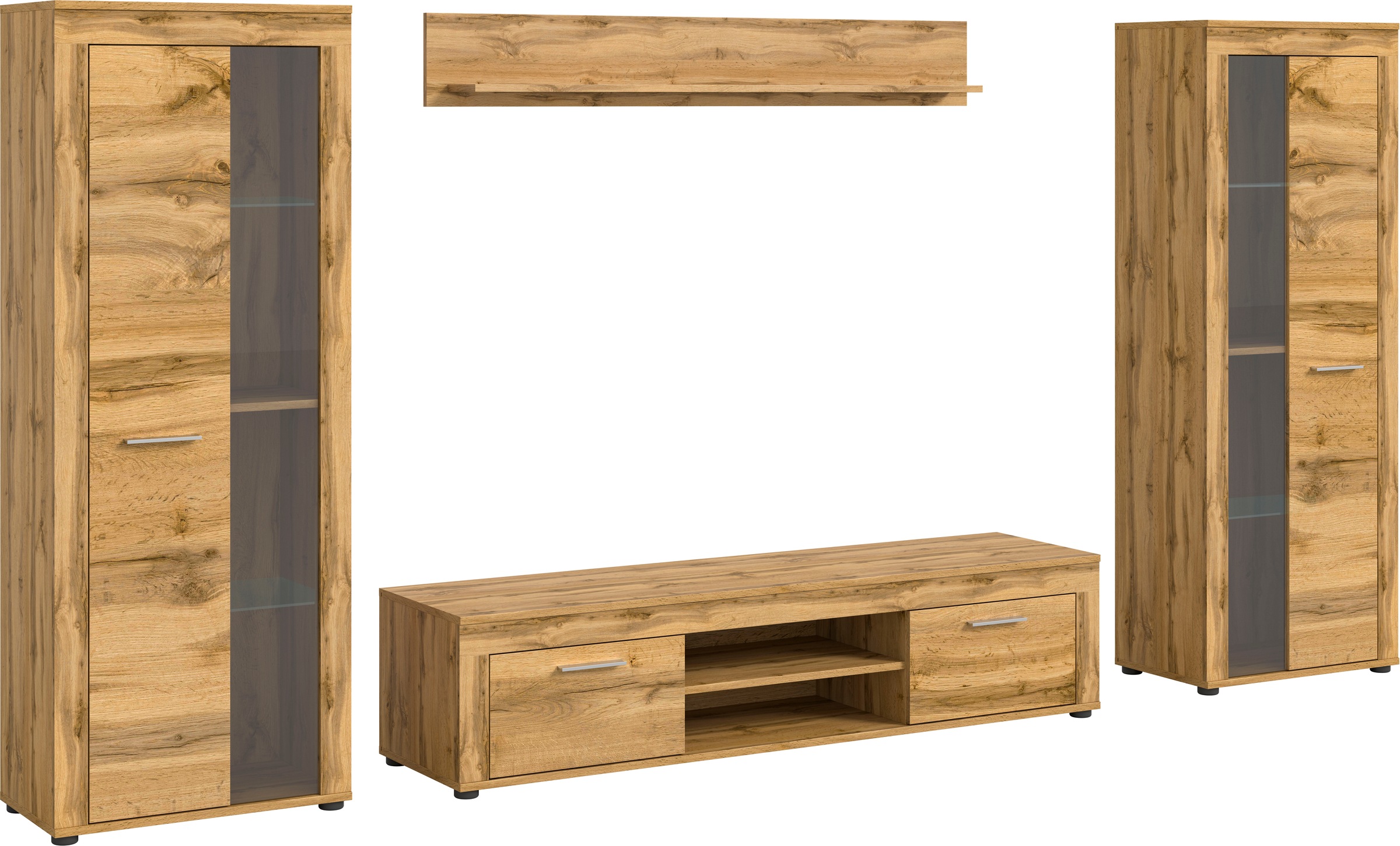 INOSIGN Wohnwand "Aosta, Breite 310cm, best. aus: 2x Vitrine, Lowboard, Wan günstig online kaufen