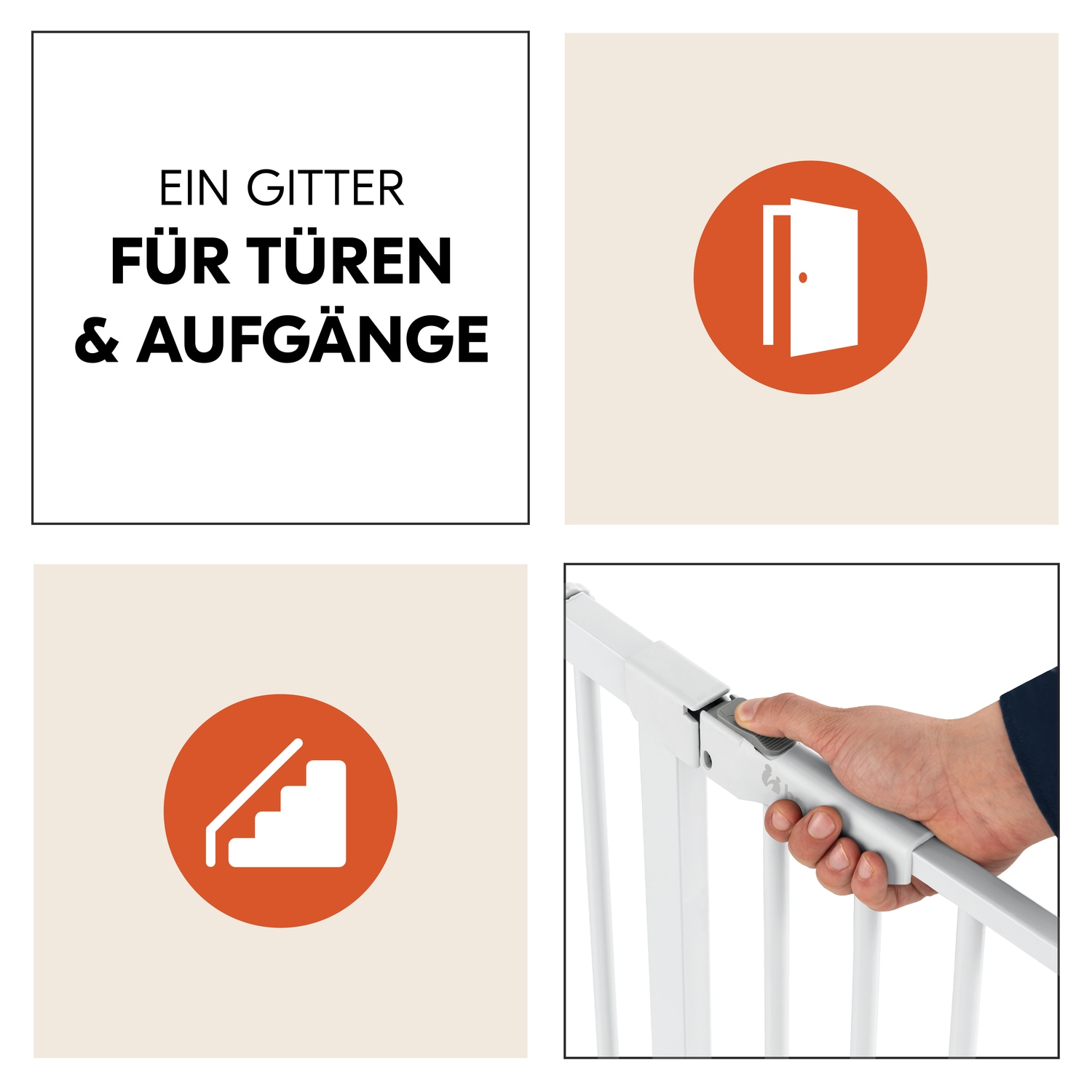 Hauck Türschutzgitter »Clear Step Autoclose 2, White« auch als Treppenschutzgitter verwendbar; 75-80, flacher Durchgang