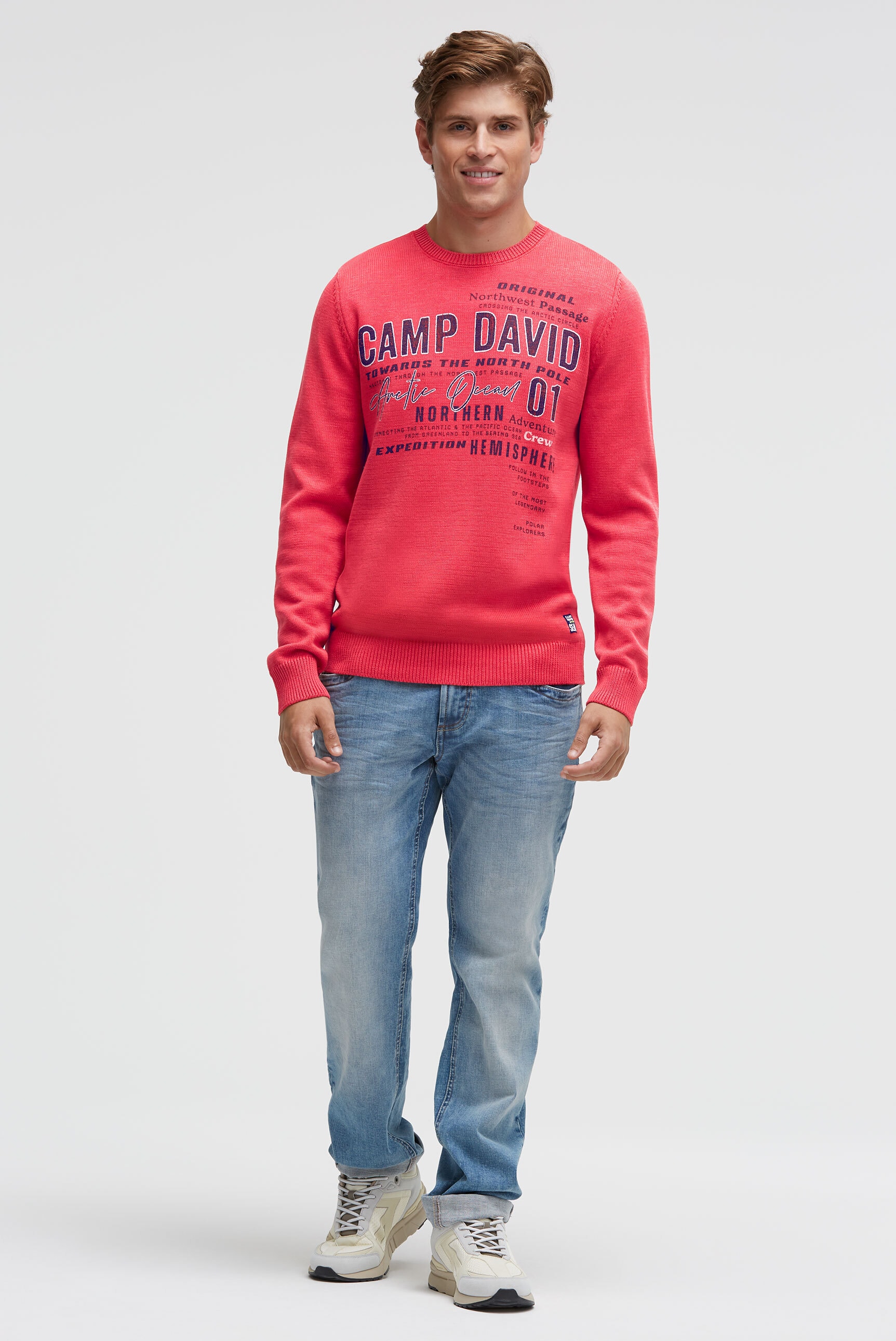 CAMP DAVID Rundhalspullover aus Baumwolle