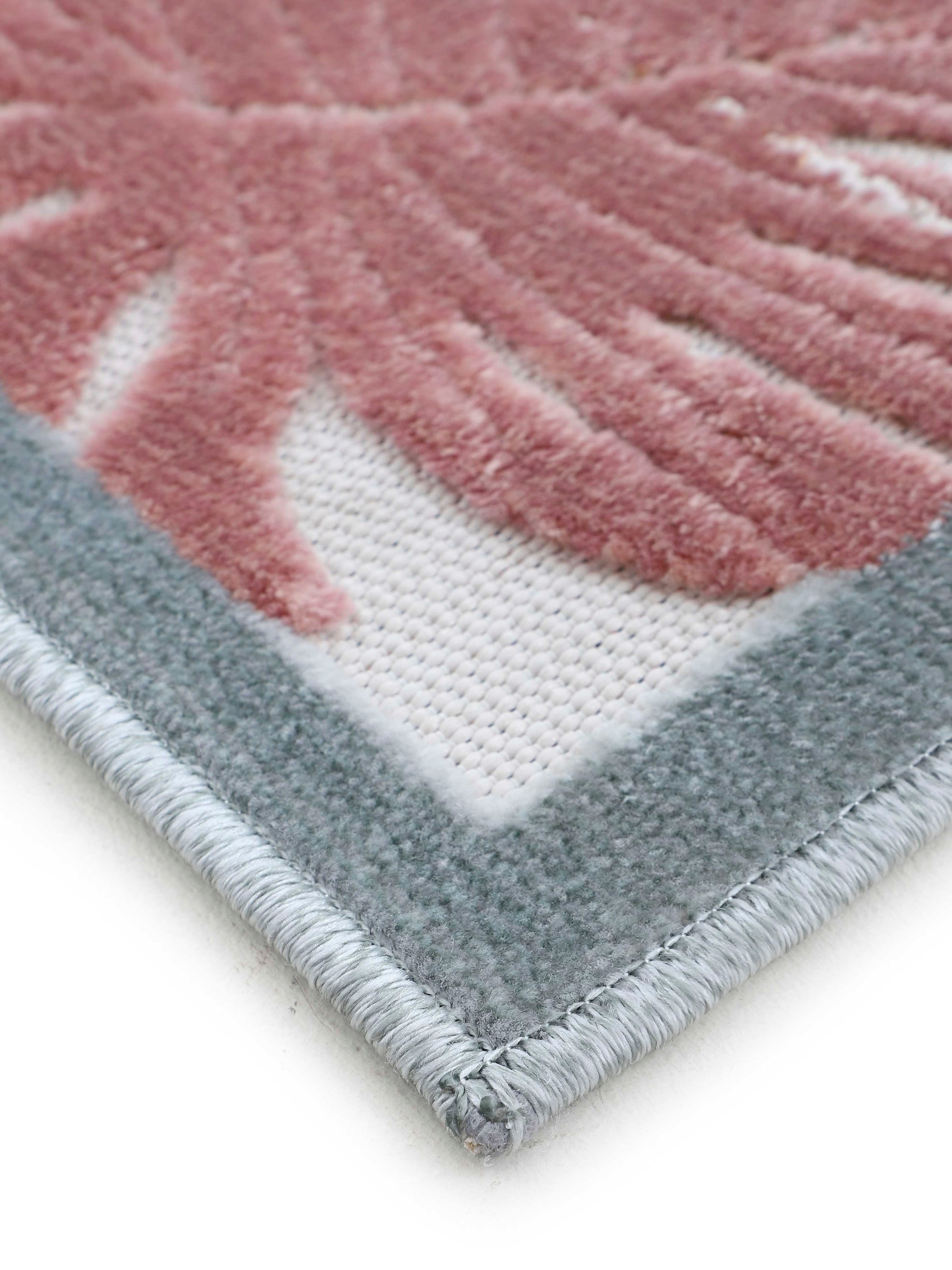 carpetfine Teppich »Deja 104«, rechteckig, 4 mm Höhe, robustes Flachgewebe, Motiv- Floral Palmenblätter, Hoch-Tief Effekt