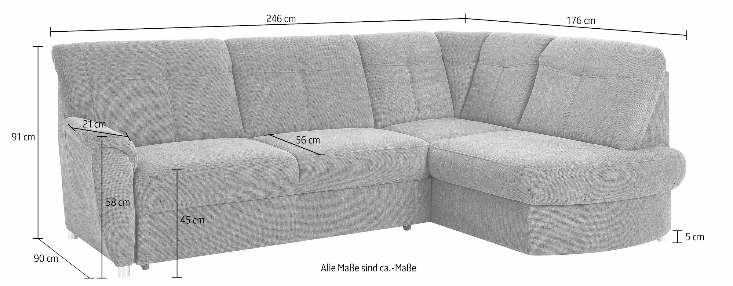 sit&more Ecksofa »Sonoma L-Form«, wahlweise mit Bettfunktion und Bettkasten