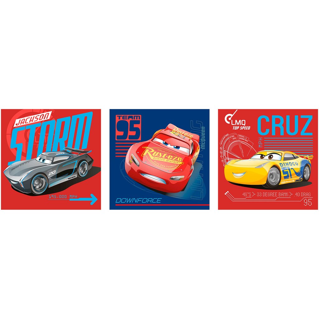 Disney Leinwandbild »Cars«, (Set, 3 St.)