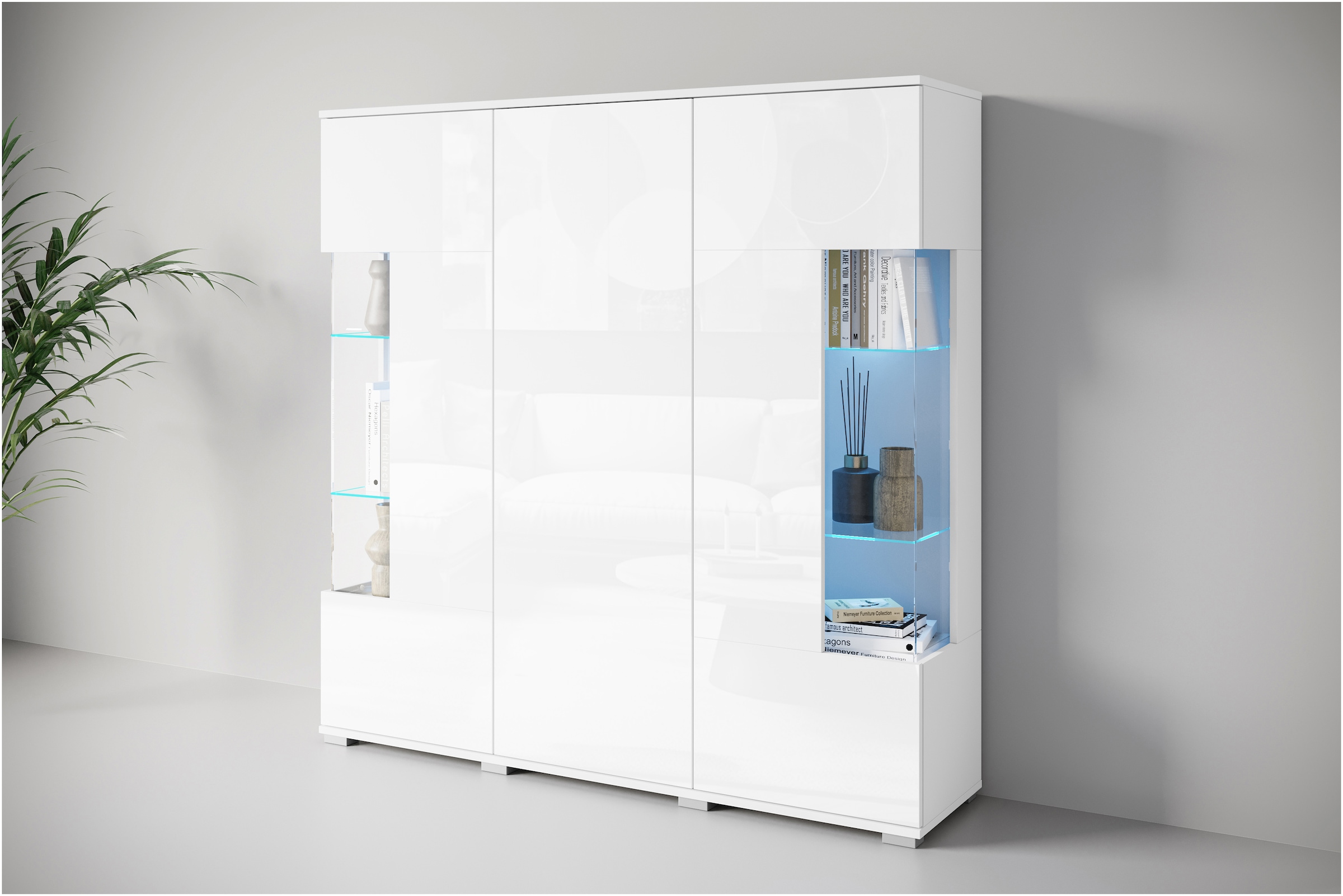 OTTO home "Kenia" 1 Stk. tlg. Modernes Highboard, mit Glastüren, Breite 135 cm