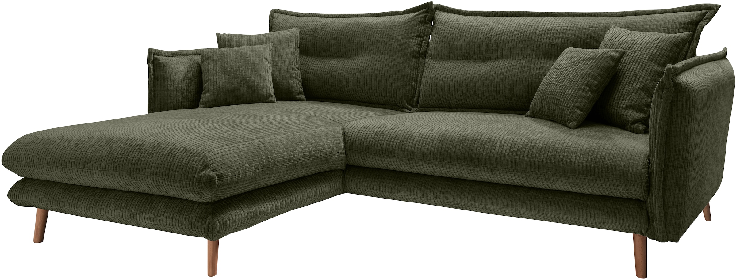 INOSIGN Ecksofa »Lazio modern und bequem, schmale Armlehnen, tolle Detailverarbeitung«, zwei verschiedene Fußfarben wählbar