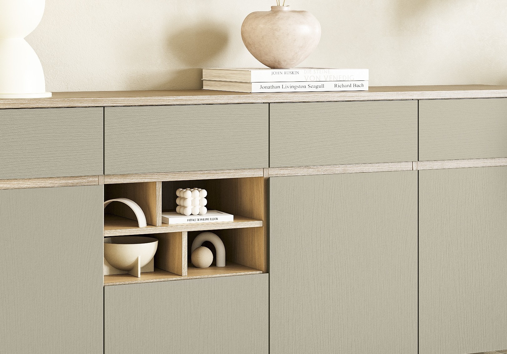 Home affaire Sideboard »Stranda, moderner Schrank, Kommode im Scandi-Style, 198 cm breit«, elegante Rahmenoptik, ausreichend Stauraum, vielseitig einsetzbar