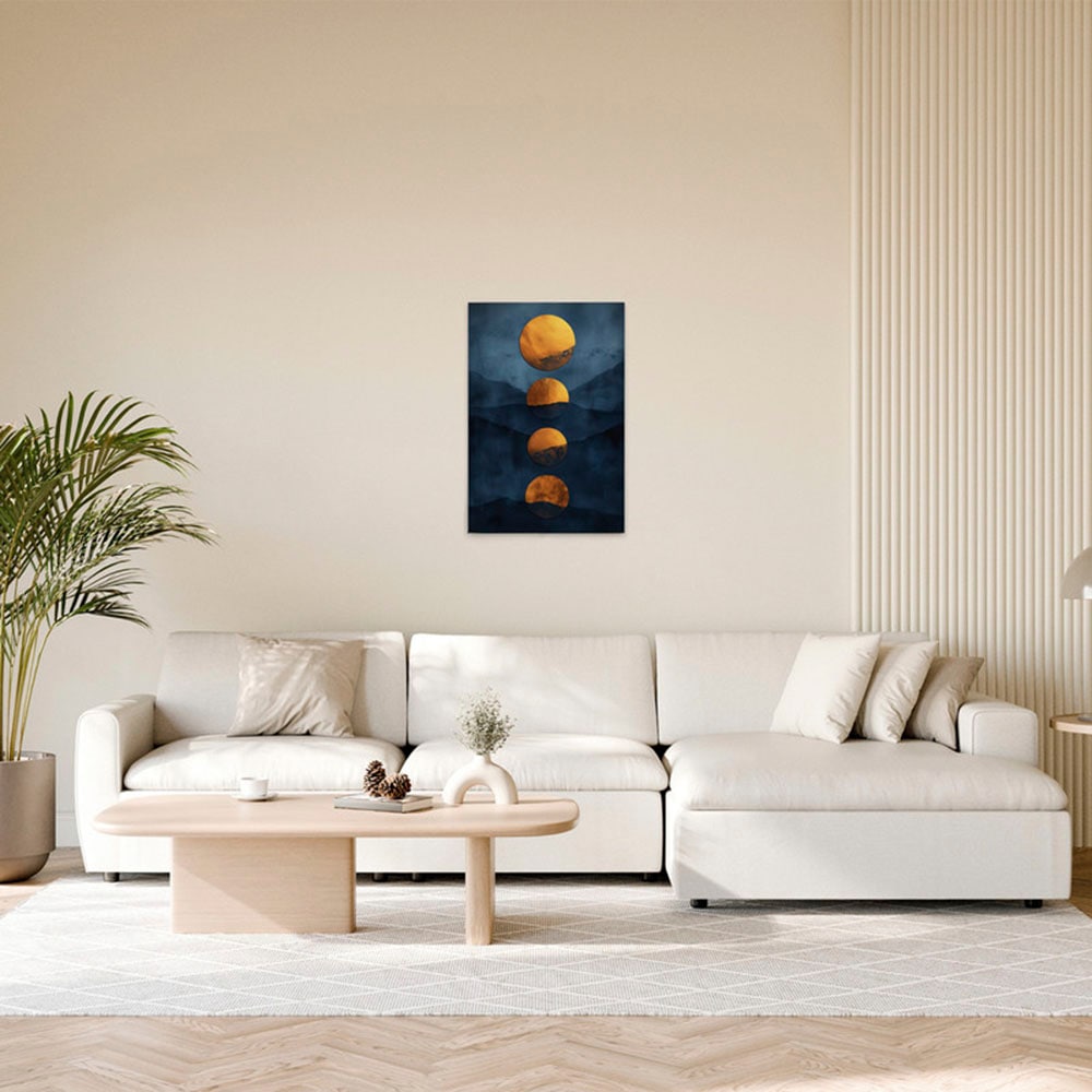 A.S. Création Leinwandbild "Indigo Sunset - Wandbild Blau Gold Keilrahmen K günstig online kaufen