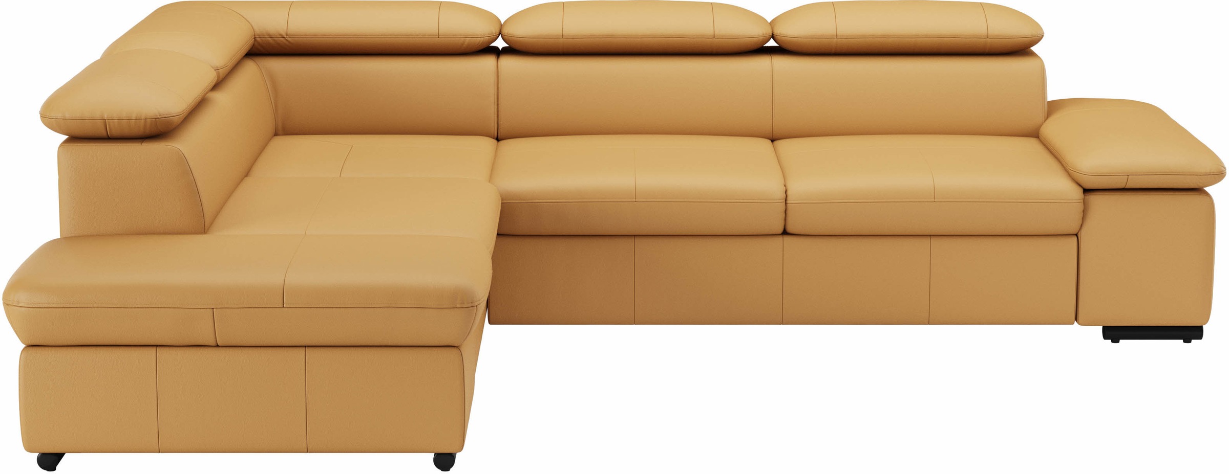 Ecksofa SIT & MORE "Alcudia L-Form", gelb (curry), B:272cm H:73cm T:226cm, NaturLEDER;Spannstoff, Sofas, Ecksofa, mit Armteilverstellung, optional Kopfteilverstellung und Bettfunktion 10