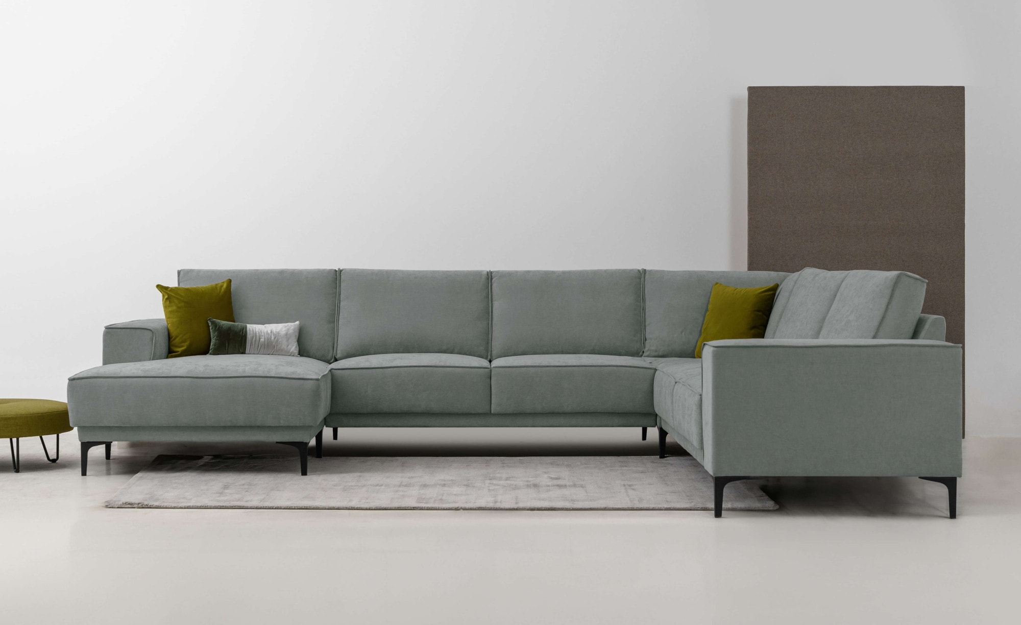 OTTO home Wohnlandschaft "OLAND Struktur fein U-Form, XXL, B: 342 cm, Skandi-Design" Skandi-Design in Struktur, Flachgewebe, Luxus-Microfaser, Boucle