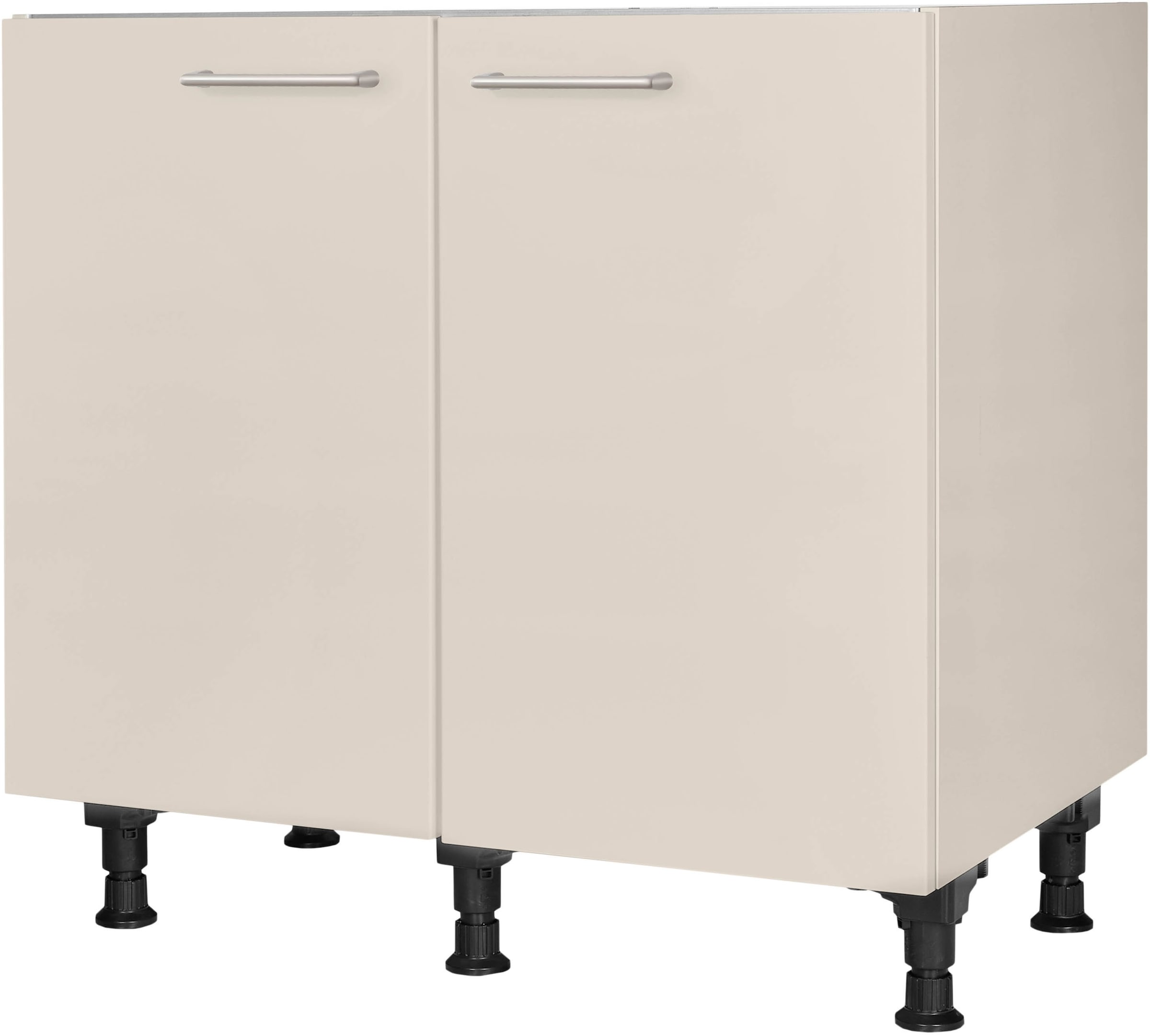 Spülenschrank NOBILIA, B:90cm H:87cm T:58,3cmfront: sand, korpus: sand, Küche, Schränke, ""Laser", vormontiert, mit höhenverstellbaren Sockelfüßen",
