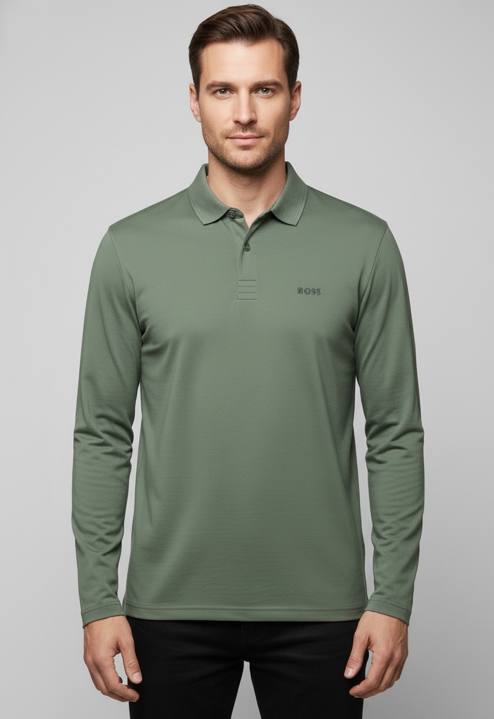 BOSS GREEN Langarm-Poloshirt "Pirol" Langarm, regular fit, Logo-Stickerei günstig online kaufen