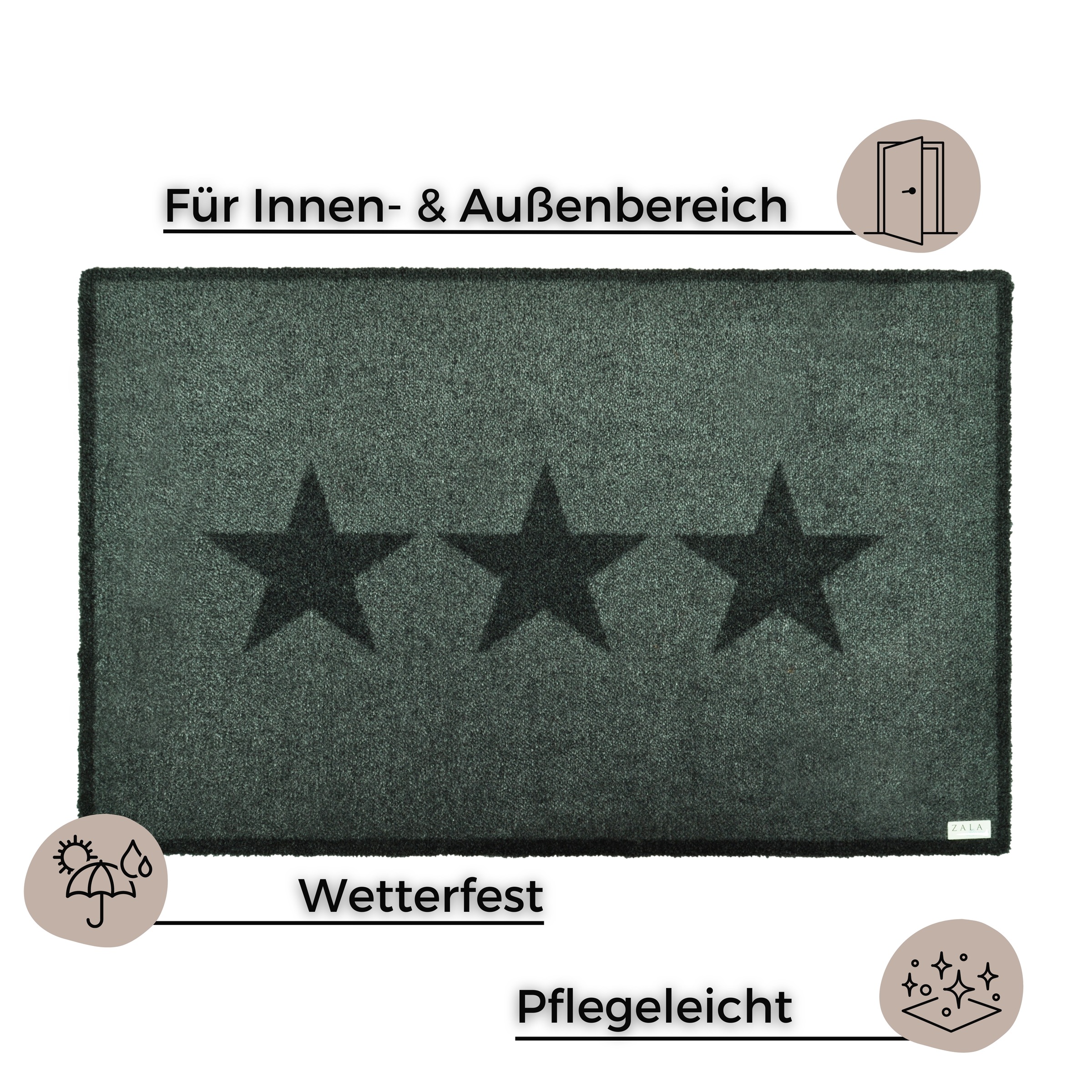 HANSE Home Fußmatte »Sterne, Türmatte«, rechteckig, 7 mm Höhe, Schmutzfangmatte, Innen und Außen, Rutschfest, Wetterfest, Waschbar