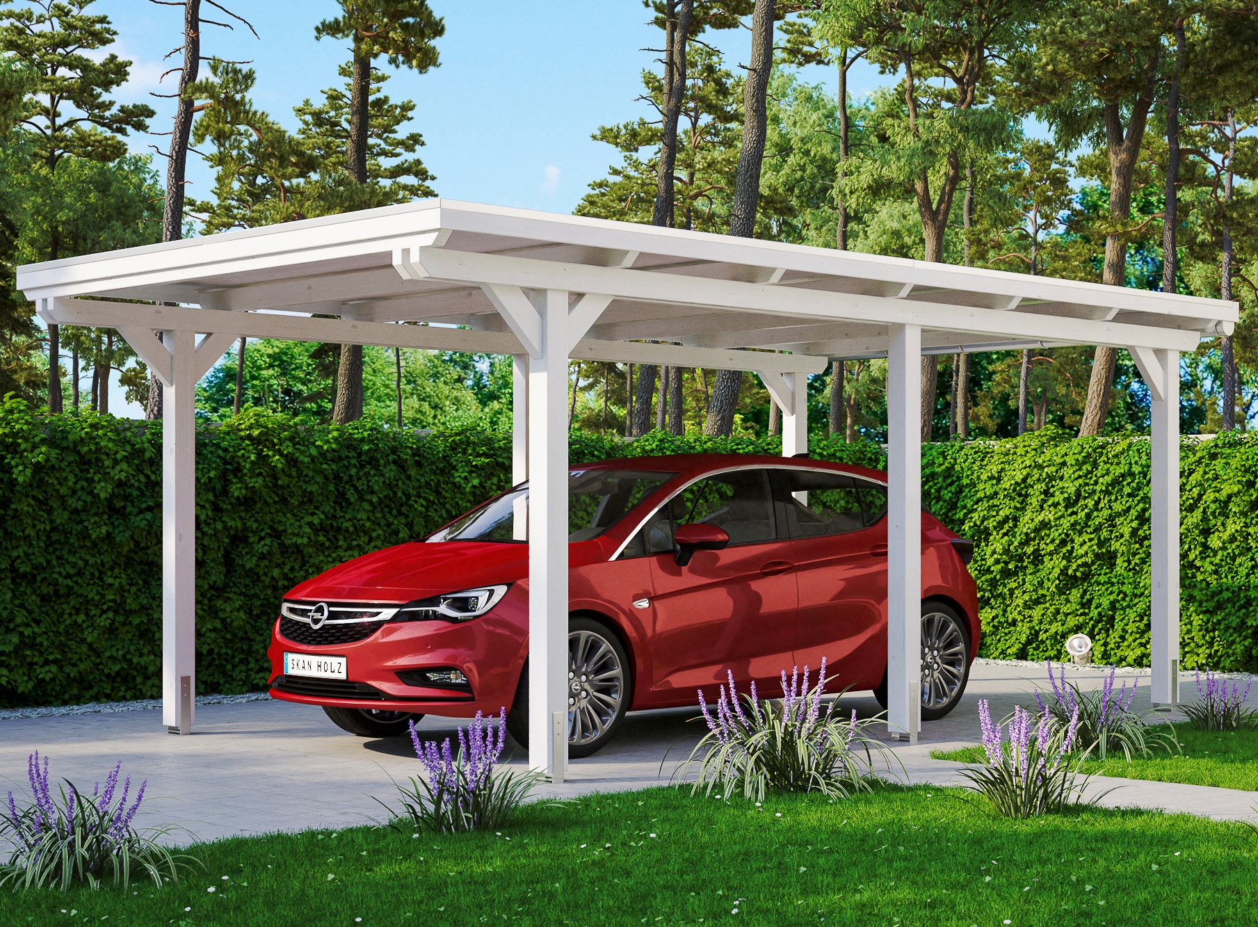 Skanholz Einzelcarport "Emsland" Leimholz 291 cm weiß