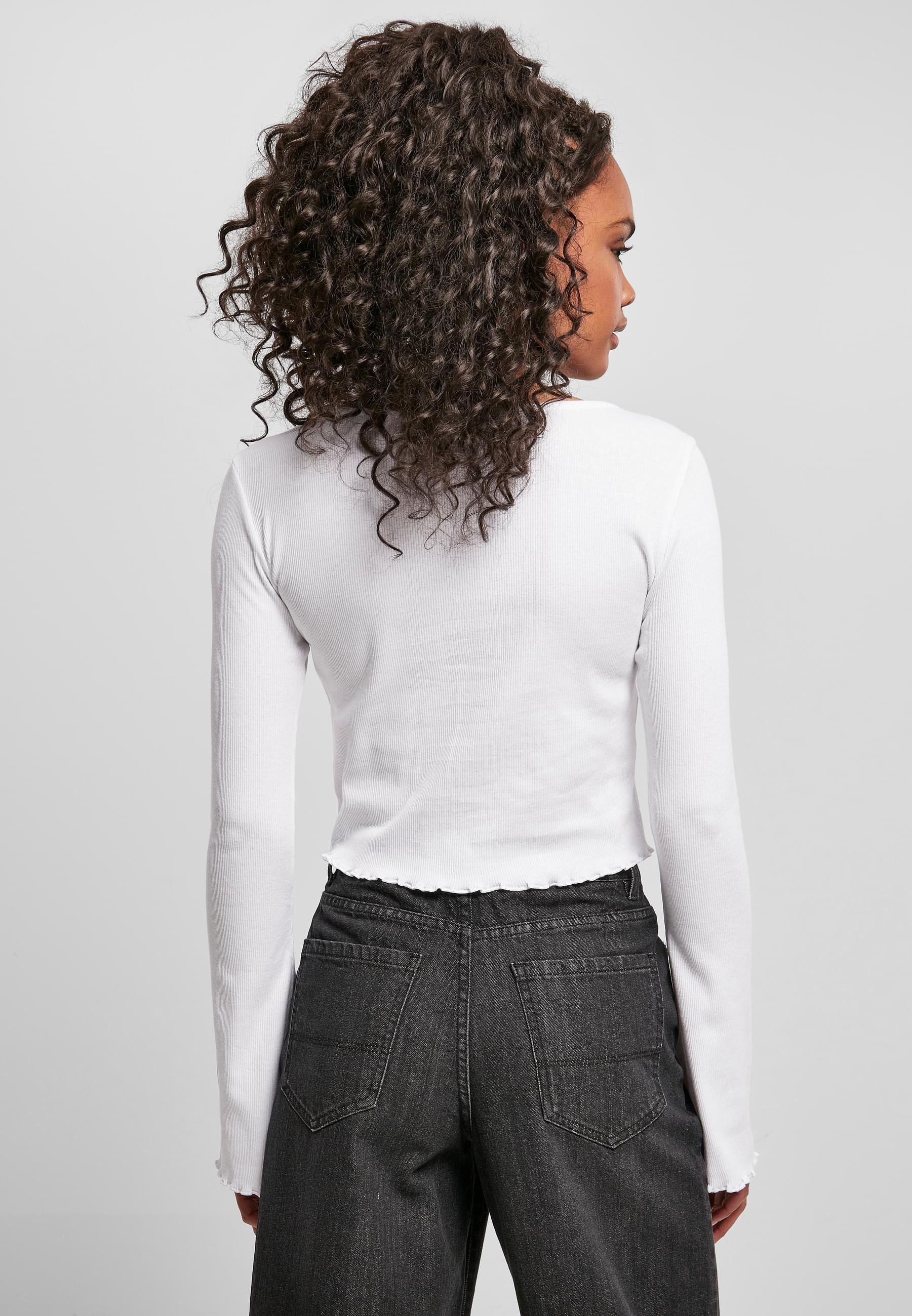 URBAN CLASSICS Langarmshirt »Urban Classics Damen Ladies Cropped Rib Cardigan«, (1 tlg.)